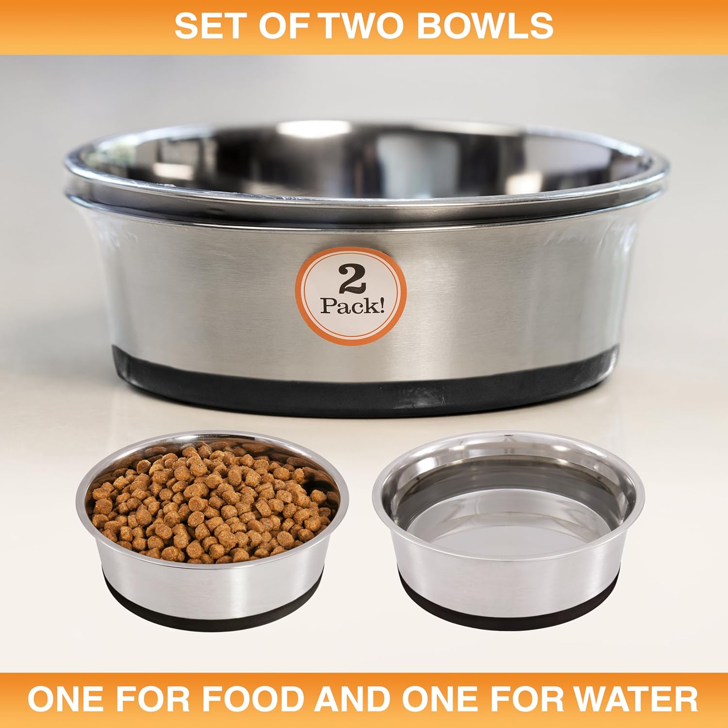 Neater Pet Brands Stainless Steel Dog Bowls with Non-Slip Rubber Bottom – 2 Cup (16 oz), Black - Set of 2 Heavy Duty Metal Dog Bowls, Dishwasher Safe, Food or Water Bowl, Ideal for Small Dogs & Cats - Image 7