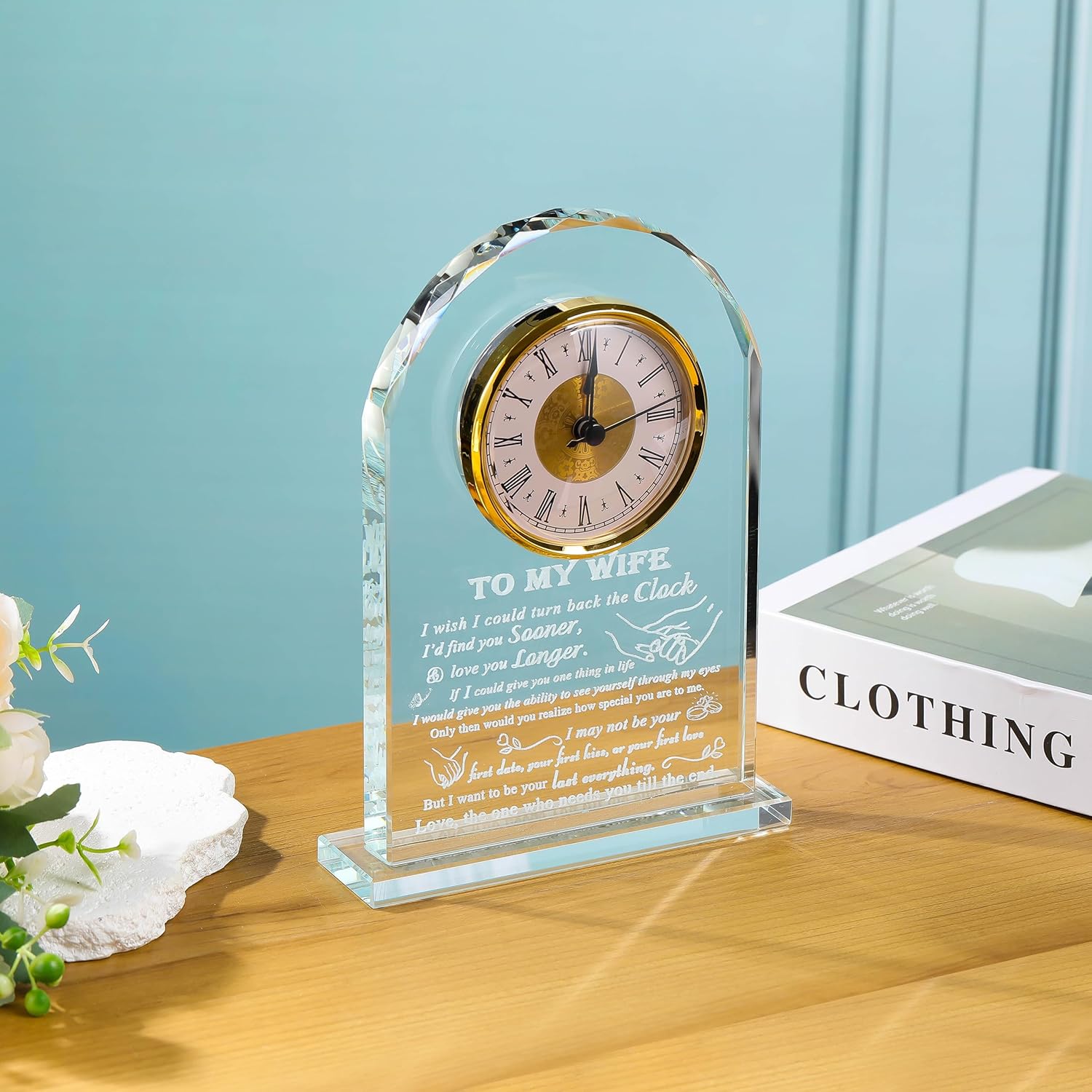 Movdyka Gifts for Wife from Husband Unique - Crystal Clock Engraved Personalized Gifts for My Lover Who Has Everything - Birthday Anniversary Wedding Present Ideas for Wife - Image 7