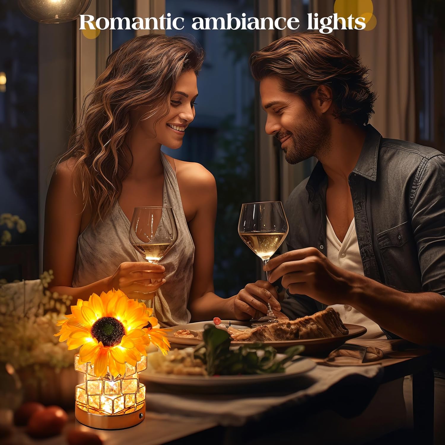 Sunflowers Flower Lamp,Rechargeable Cordless Touch Table Lamp,3-Colour Infinitely Dimming Small Night Light,Festival Restaurant Bedroom Bar Coffee Shop Birthday Gifts for Women Mom - Image 5