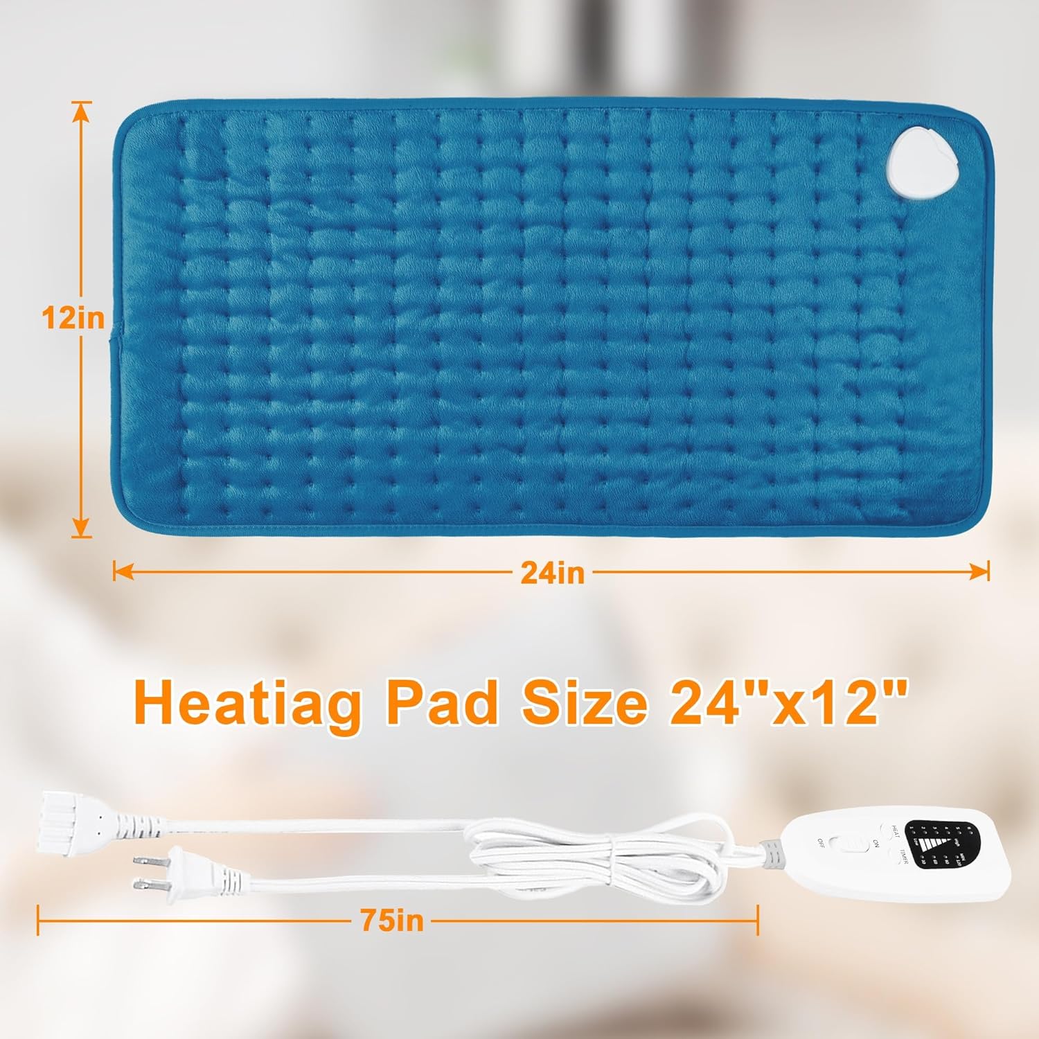 Deepsoon Heating Pad,Electric Heating Pads for Back,Neck,Abdomen,Moist Heating Pad for Shoulder,Knee,Arms,Legs,Dry/Moist Heat & Auto Shut Off,Christmas Gifts for Men and Women,Blue,24x12 Inch - Image 8