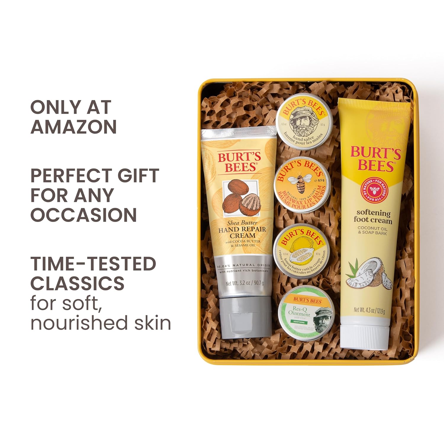Burt's Bees Gifts Ideas - Classics Set, 6 Products in Giftable Tin – Cuticle Cream, Hand Salve, Lip Balm, Res-Q Ointment, Hand Repair and Foot Cream - Image 2