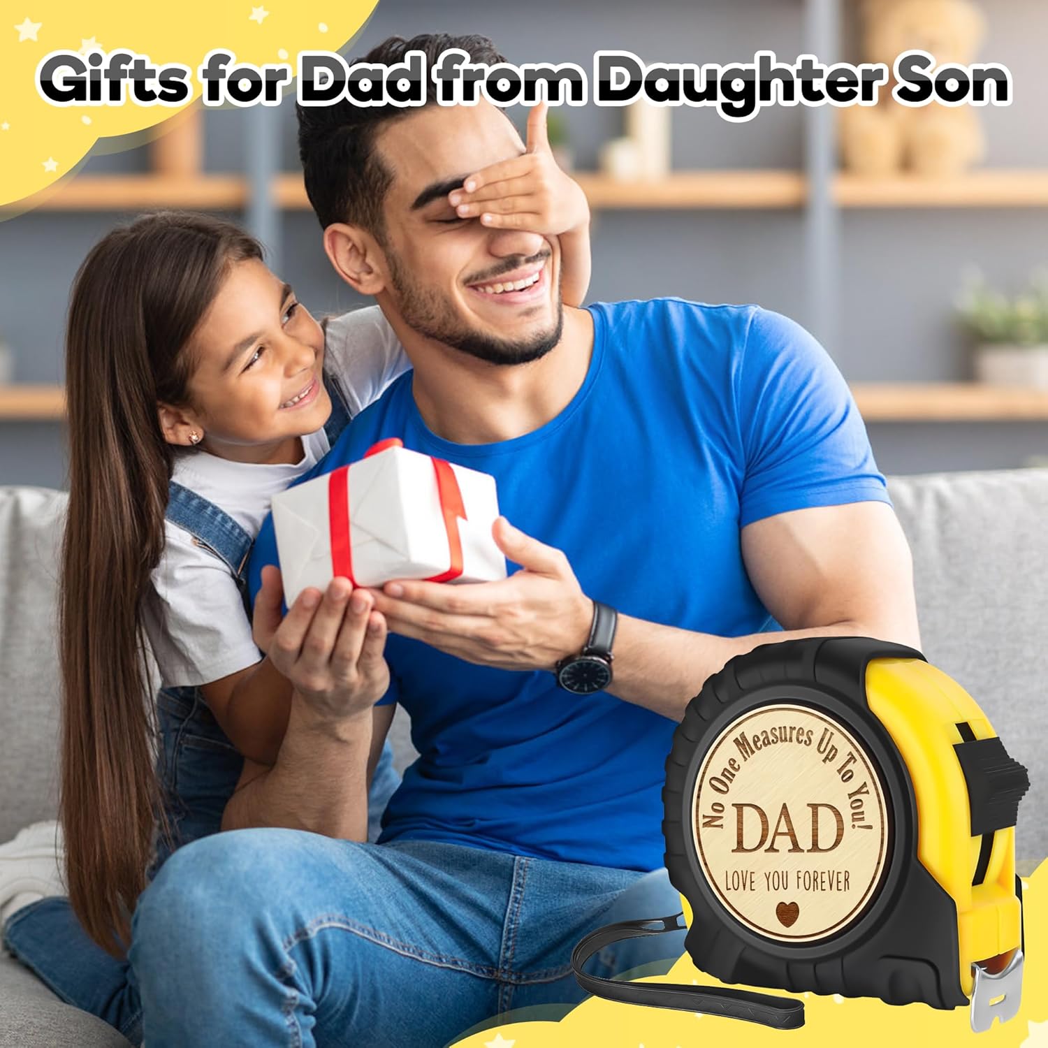 Fathers Day Birthday Gifts for Dad, Dad Gifts from Son Daughter, Gift for Best New Daddy Father in Law Presents Useful Stuff, Tool Woodworker Carpenter Gift, Engraved Tape Measure 25 FT - Image 8