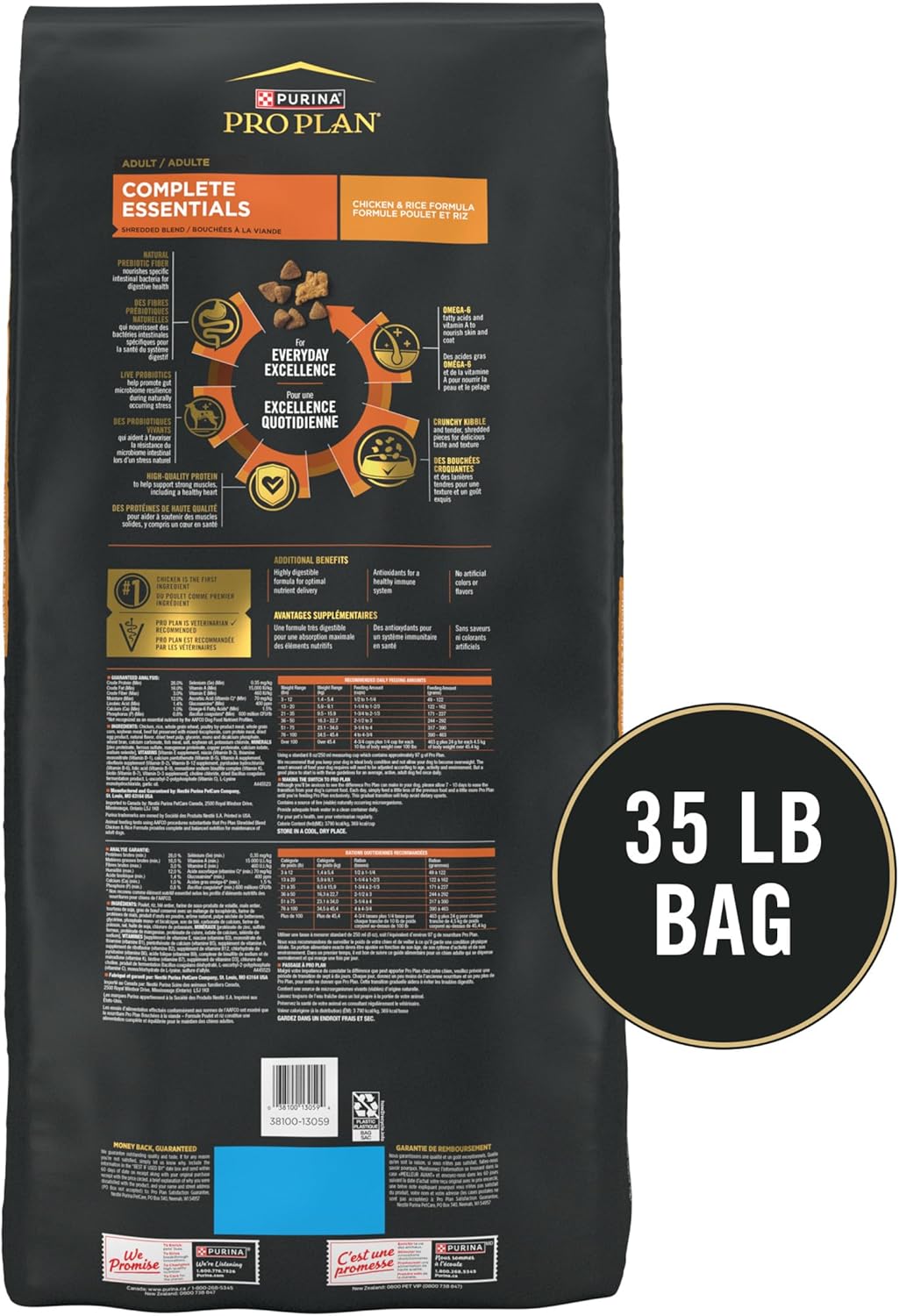 Purina Pro Plan Complete Essentials Shredded Blend Chicken and Rice Dog Food Dry Formula with Probiotics for Dogs - 35 lb. Bag - Image 9