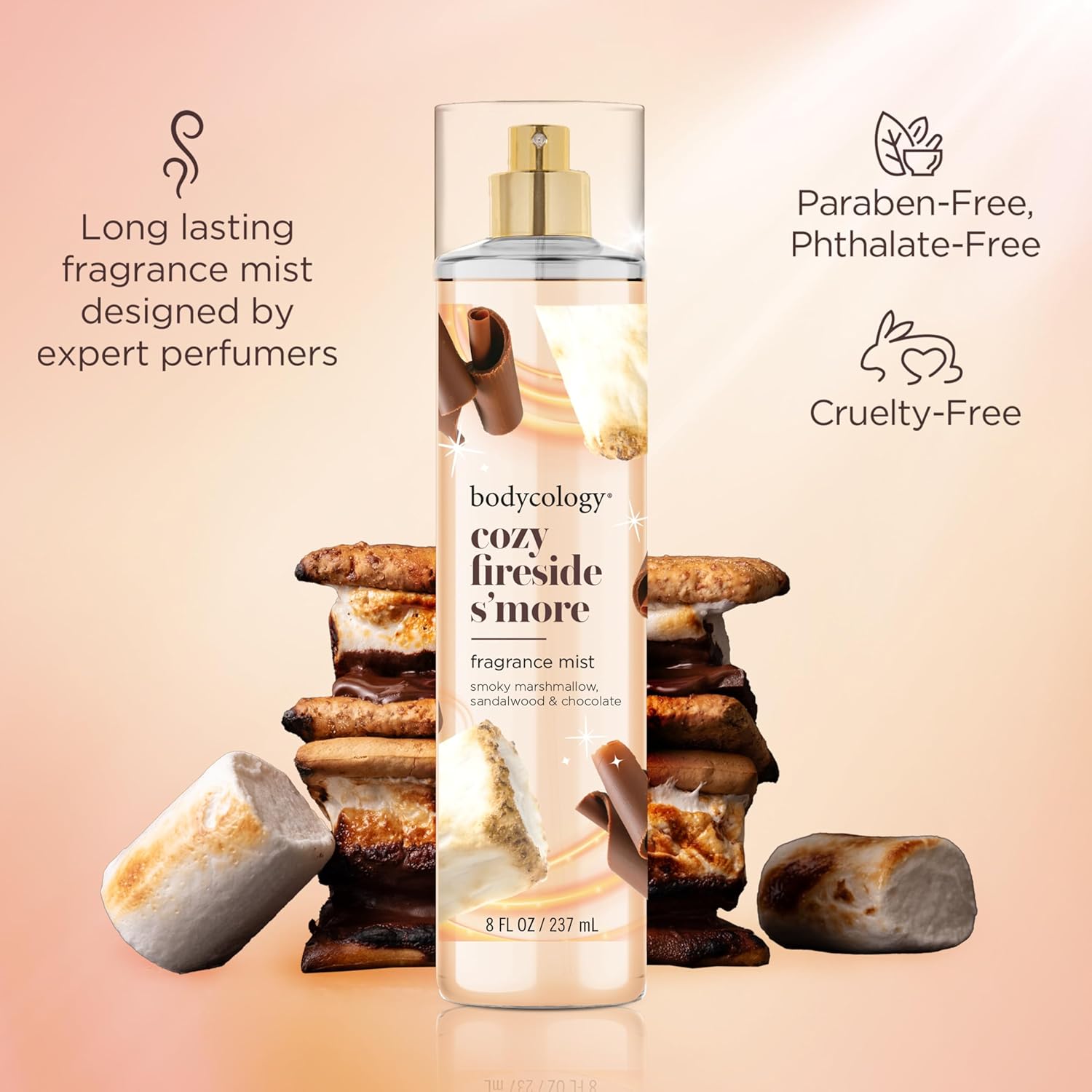 Bodycology Long-Lasting Fragrance Body Mist, Cozy Fireside S'more, 8 fl oz - Image 3