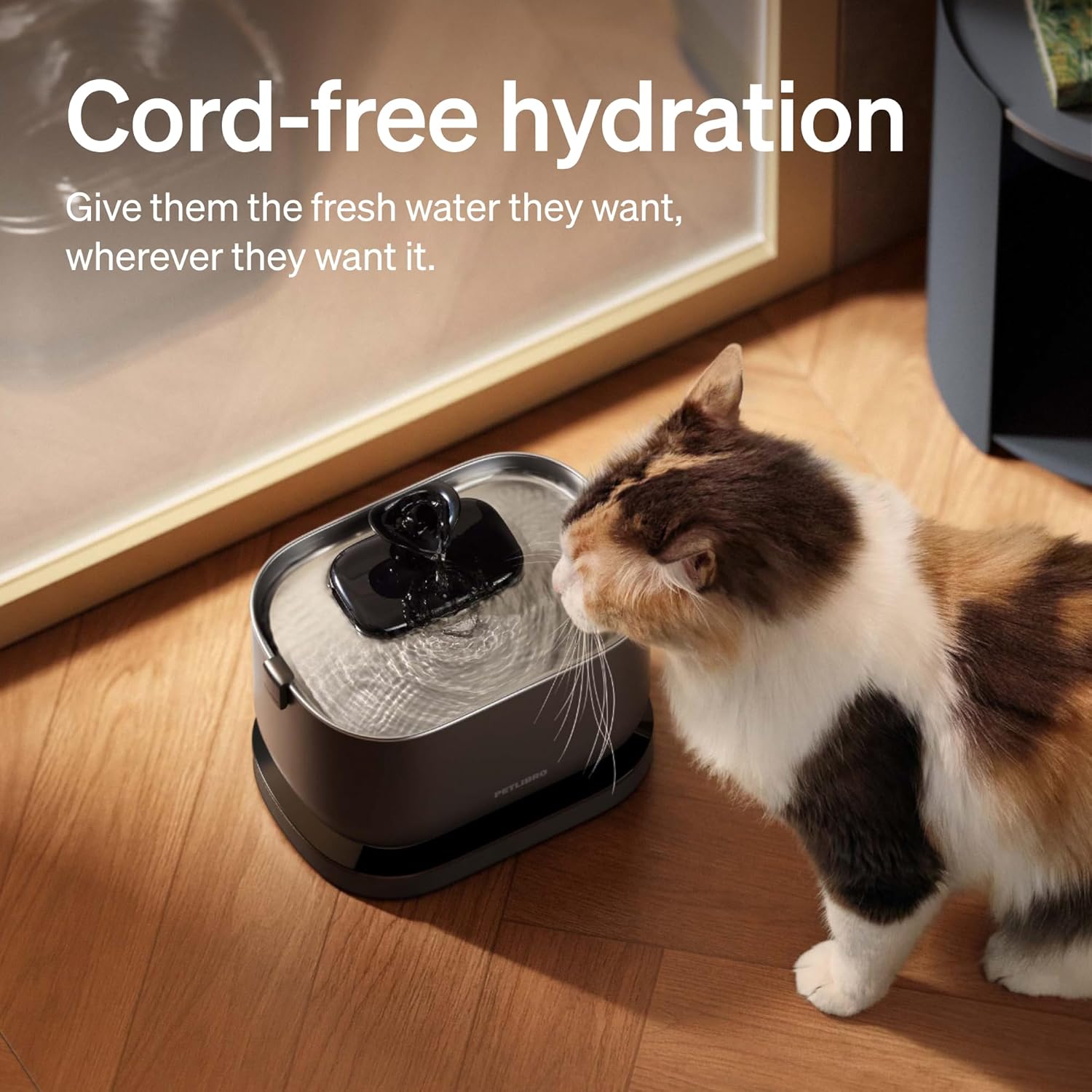 PETLIBRO Cat Water Fountain, Cordless Pet Water Fountain Battery Operated, 2.5L/84oz Dockstream Water Fountains for Cats Indoor, Cat Fountain with Stainless Steel Tray, Easy to Clean BPA-Free - Image 2