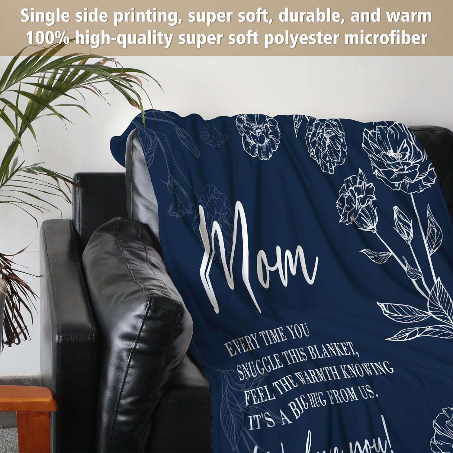 GiltGlimmer Gifts for Mom, Mom Birthday Gifts Blanket, Moms Gift for Women from Daughter Son, We Love You Present for Mother Mommy Mothers Day Christmas 60" x 50", Blue - Image 4