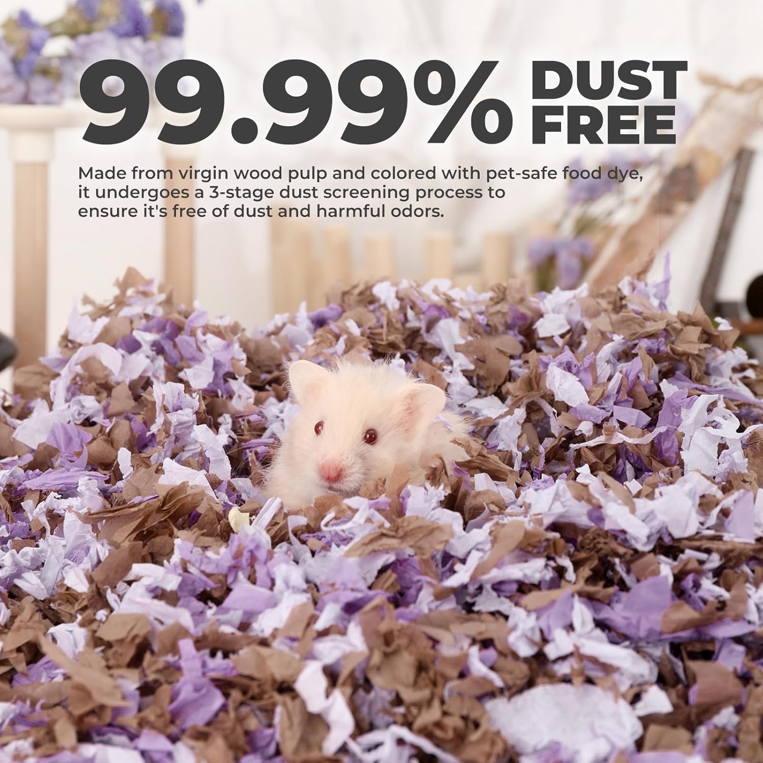 mini&moe Hamster Bedding 50L: Dust-Free and Odor Control Moisture Absorbent Unscented Natural Paper Small Pet Bedding - for Guinea Pigs, Hamsters, Chinchilla,Rabbits,Rat,Ferret, and Gerbil, 50 Liters - Image 2