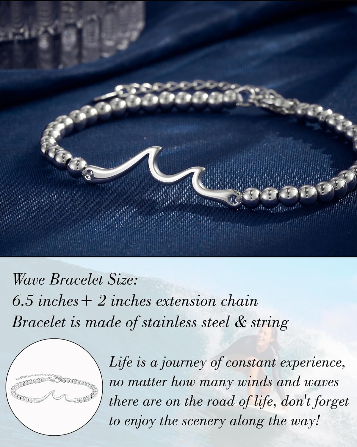 Tarsus Birthday Gifts for Women, Through The Waves of Life, Birthday Bracelet for Women Friend Sister Daughter Mom Grandma... - Image 2