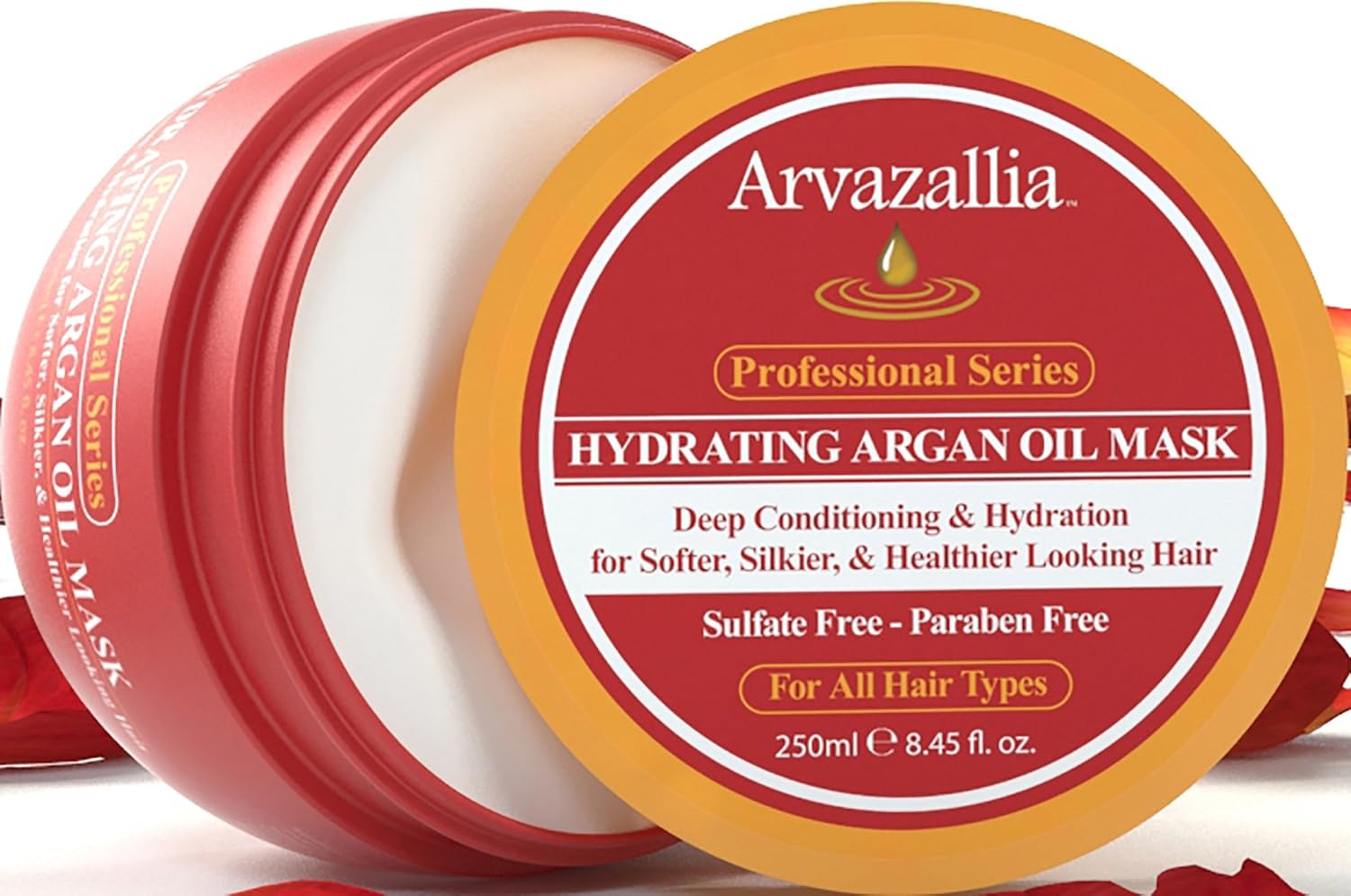 Arvazallia Hydrating Argan Oil Hair Mask and Deep Conditioner for Dry or Damaged Hair (8.45 oz Jar) - Image 2