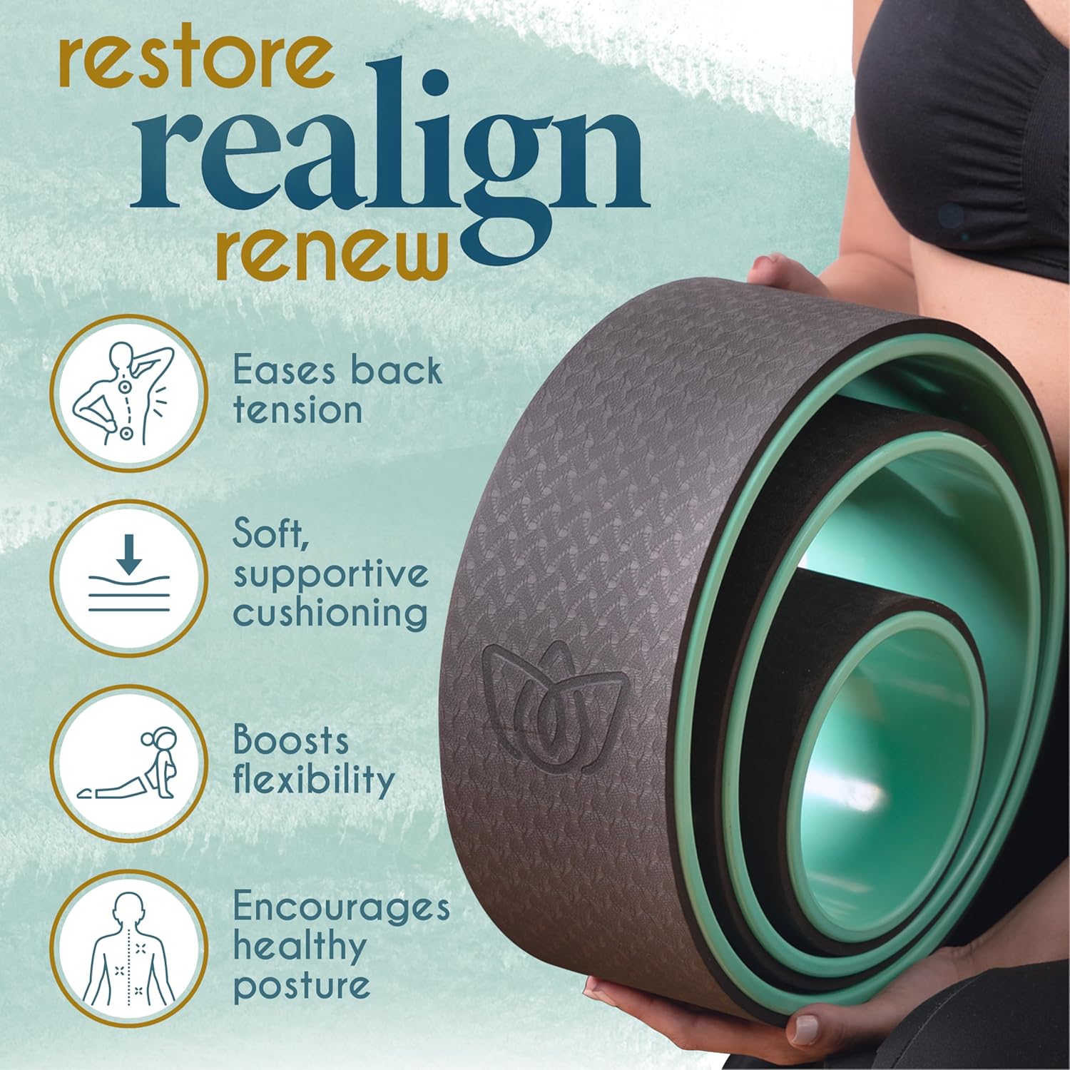 Florensi Yoga Wheel (3-Pack) - Back Stretcher and Back Roller for Back Pain, Yoga Roller for Muscle Relaxation, Pain Relief, Cracking and Popping - Image 3