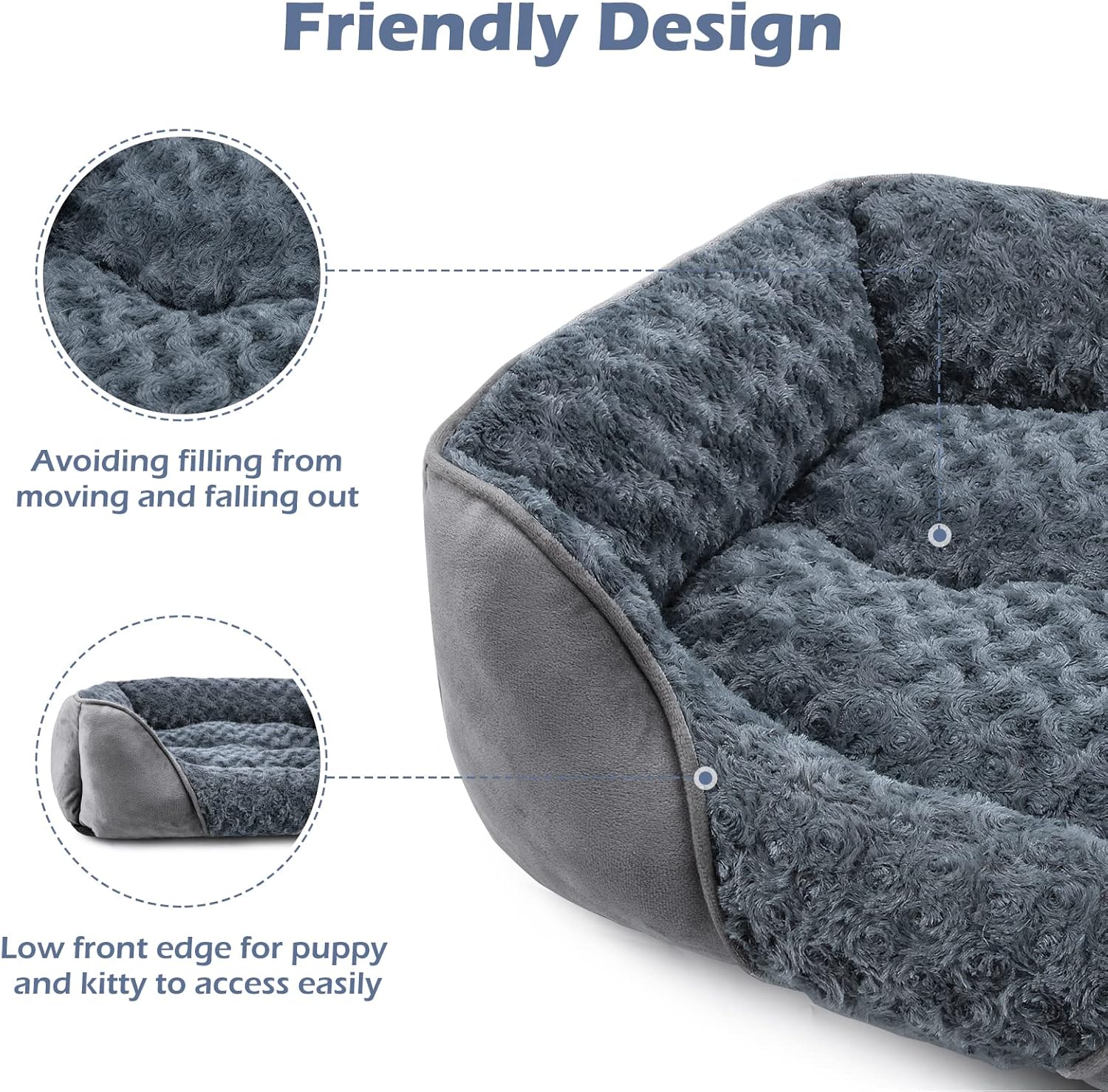 INVENHO Rectangle Washable Orthopedic Dog Bed for Small, Medium and Large Dogs, Soft Calming, Sleeping Puppy Bed Durable Pet Cuddler with Anti-Slip Bottom, S (20"x19"x6") - Image 5
