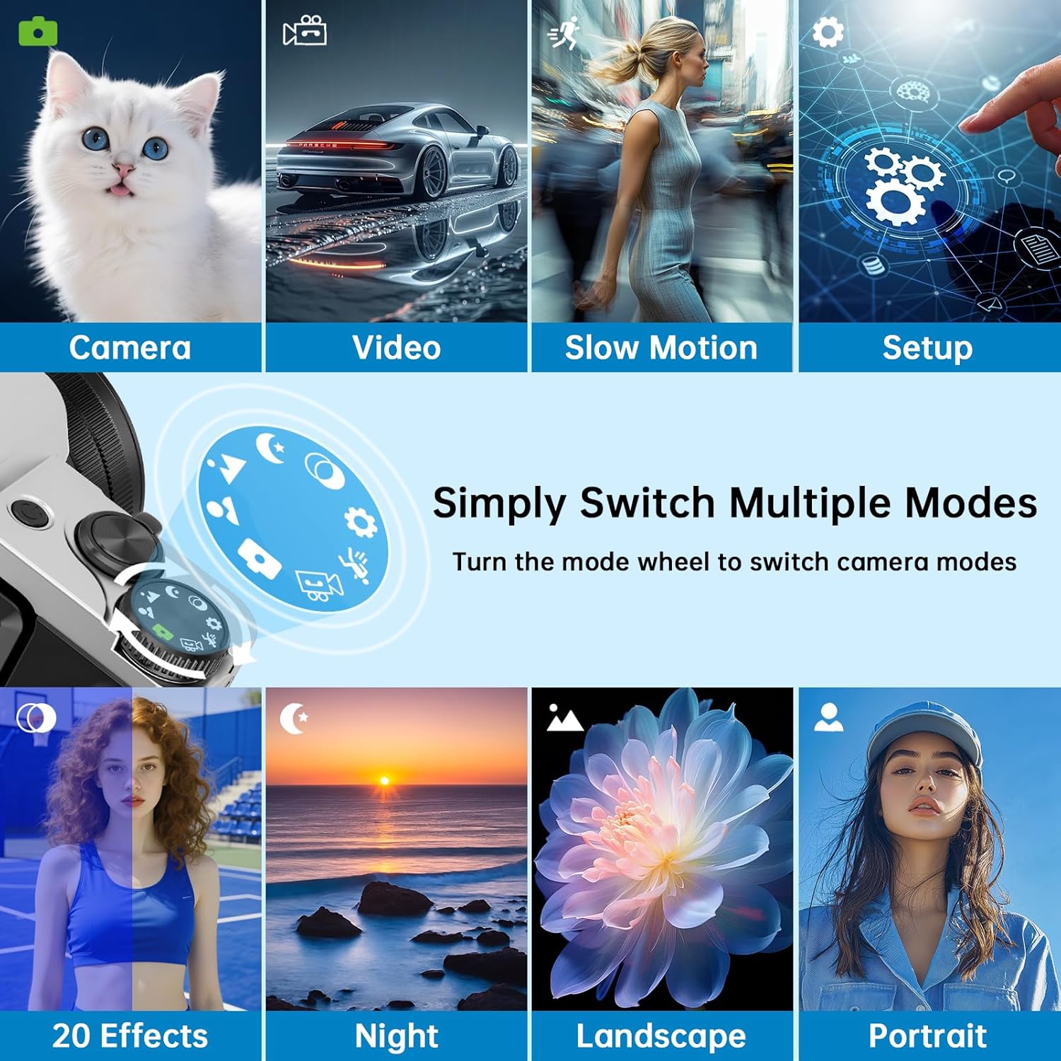 4K Digital Camera for Photography with WiFi, 2025 Latest Auto-Focus Vlogging Camera for YouTube Video 3'' 180° Flip Screen Travel Cameras 16X Zoom Anti-Shake 4K Cameras with SD Card, 2 Batteries - Image 8