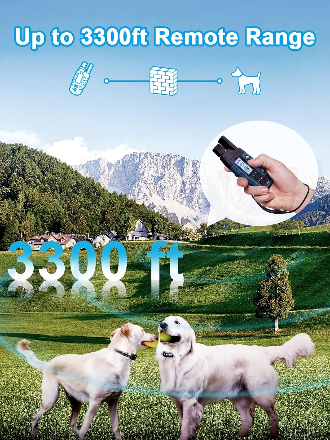 Bousnic Dog Shock Collar 2 Dogs (5-120Lbs) - 3300 ft Waterproof Training Collar for Dogs Large Medium Small with Rechargeable Remote, Beep (1-8) Vibration (1-16) and Humane Shock (1-99) Modes - Image 2