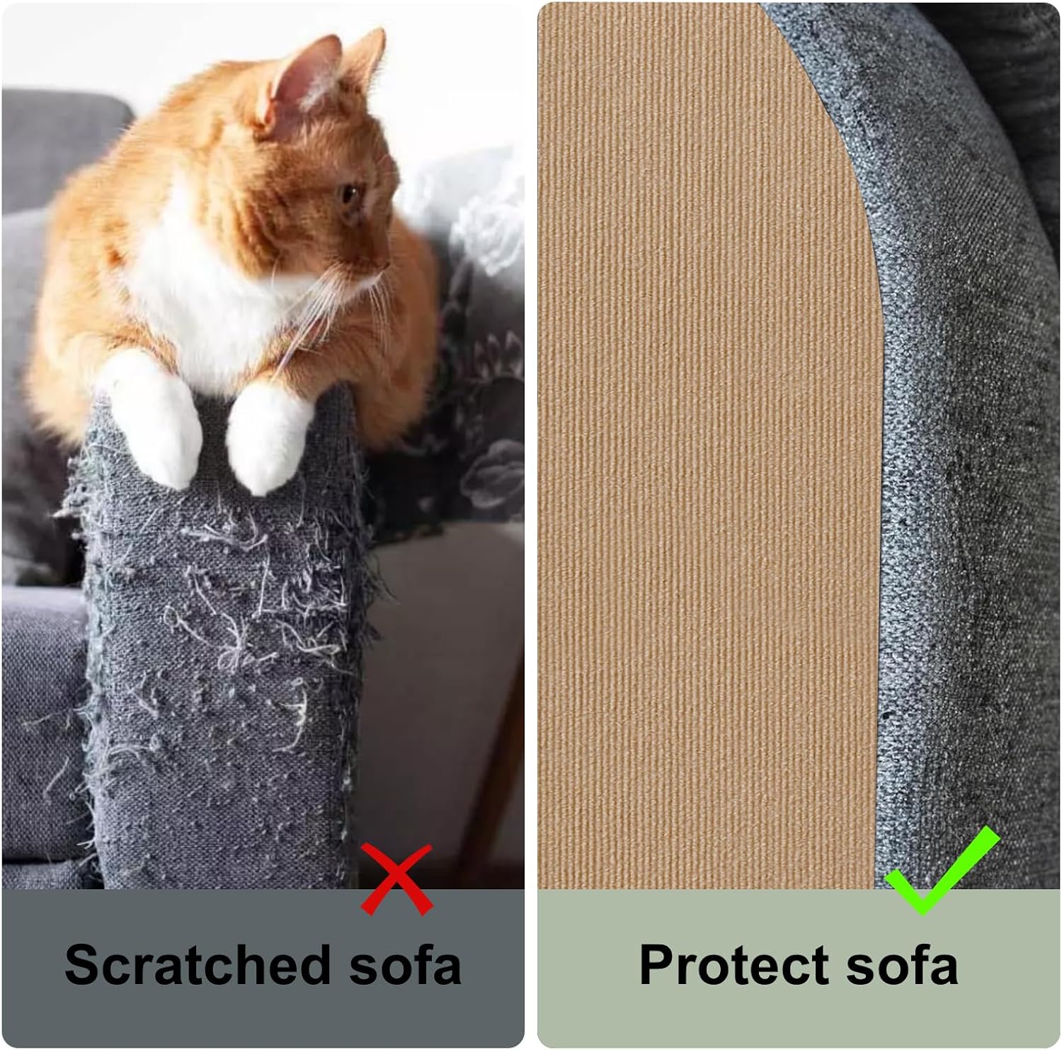 Cat Scratching Carpet Mat, Self-Adhesive Trimmable Cat Climbing Post Covered Pad Replacement for DIY Cat Tree Shelf Steps Couch Corner Wall Cat Scratcher Furniture Protector (Khaki, 78.7x15.8Inch) - Image 3