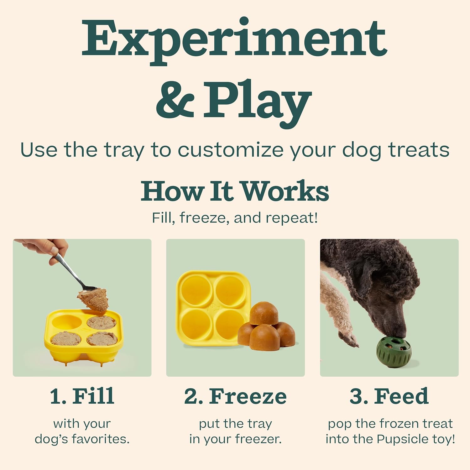 WOOF Starter Pack - Interactive Dog Ball Toy for Boredom - Dog Treat Molds Silicone - Chicken-Flavored Healthy Treats for Dogs - Pupsicle Doggy Enrichment Toy - for Small Pups - 10-25 lbs - Image 6
