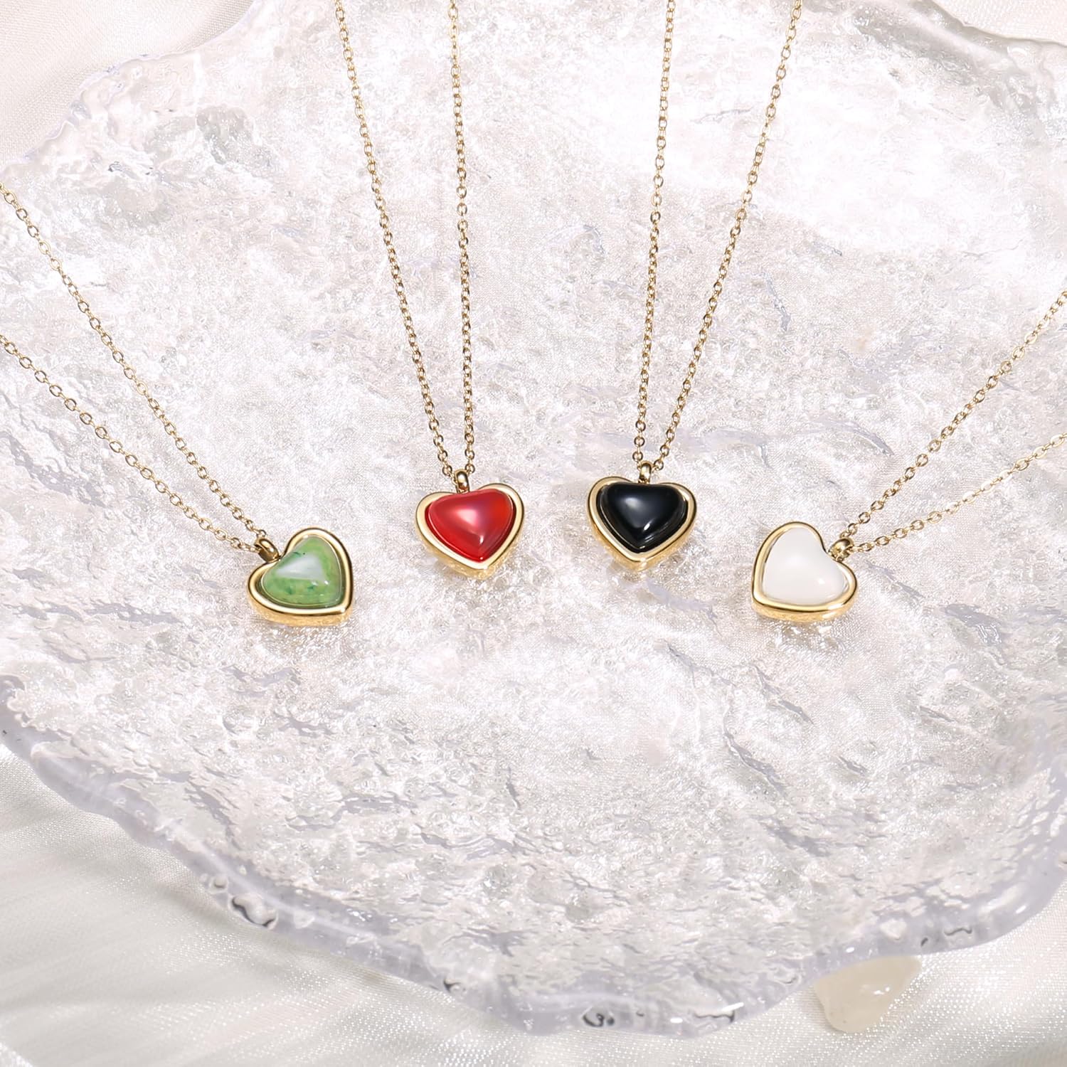 Red Heart Necklace for Women, Black Tourmaline Necklace as as Mothers Gifts Carnelian Necklaces as Everyday Jewelry Moonstone Crystal Pendant Birthday Easter Gifts for Her - Image 6