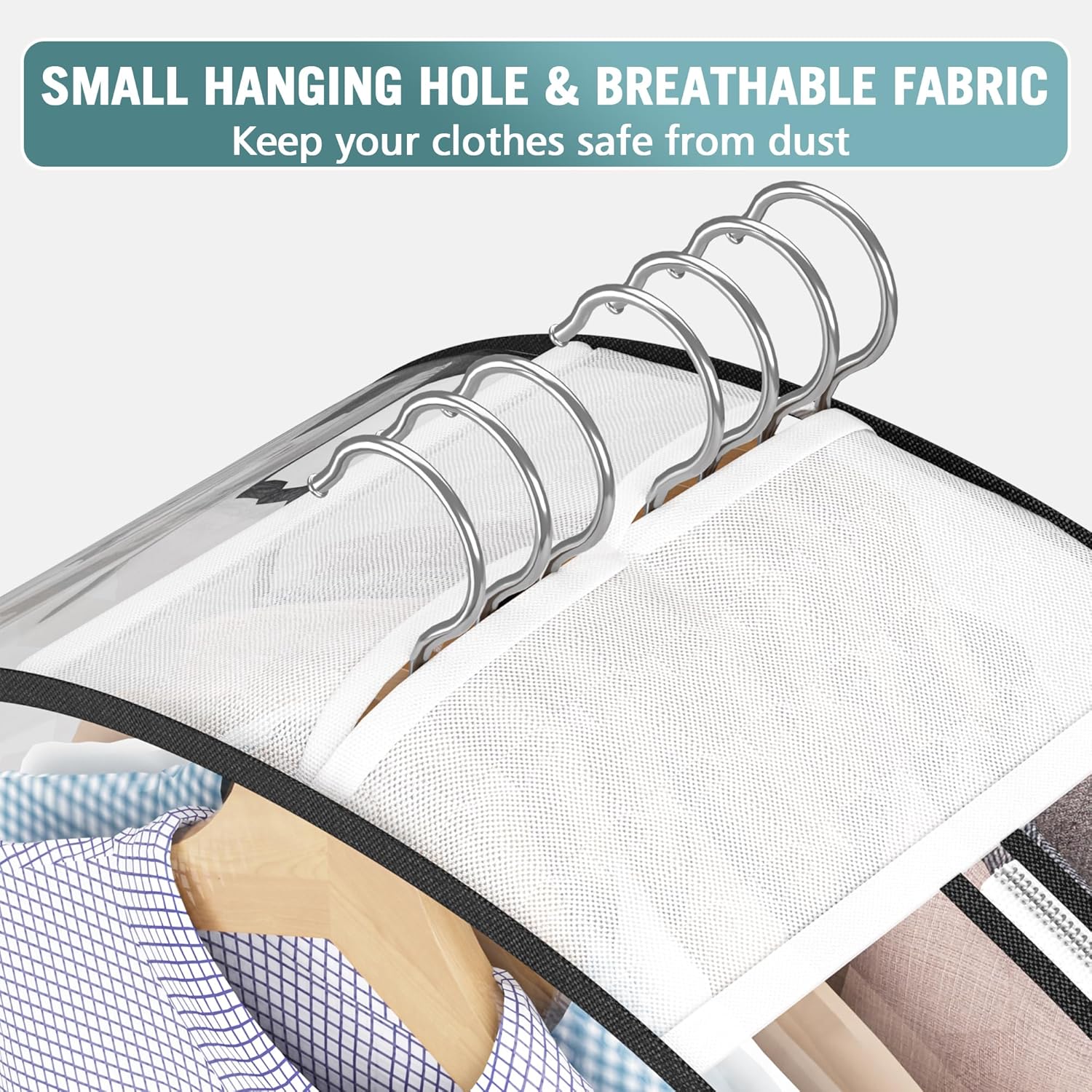 Clear Garment Bags for Hanging Clothes 10” Gusseted, Suit Bags for Closet Storage, Hanging Plastic Clothes Cover for Coat, Dress, Fur, Shirt, 4 Pack, 40” Long - Image 5