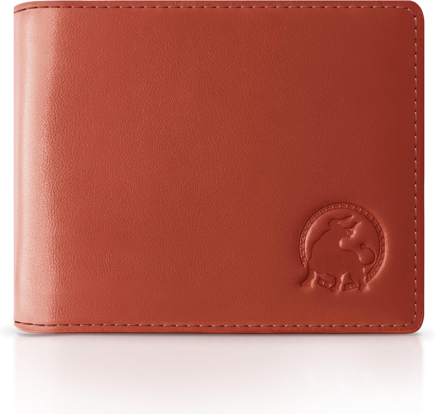 Full-Grain Leather Wallet for Men, Minimalist Slim Mens Bifold RFID Blocking Wallet with Cash Pocket, 8 Card Slots (Cognac Brown)