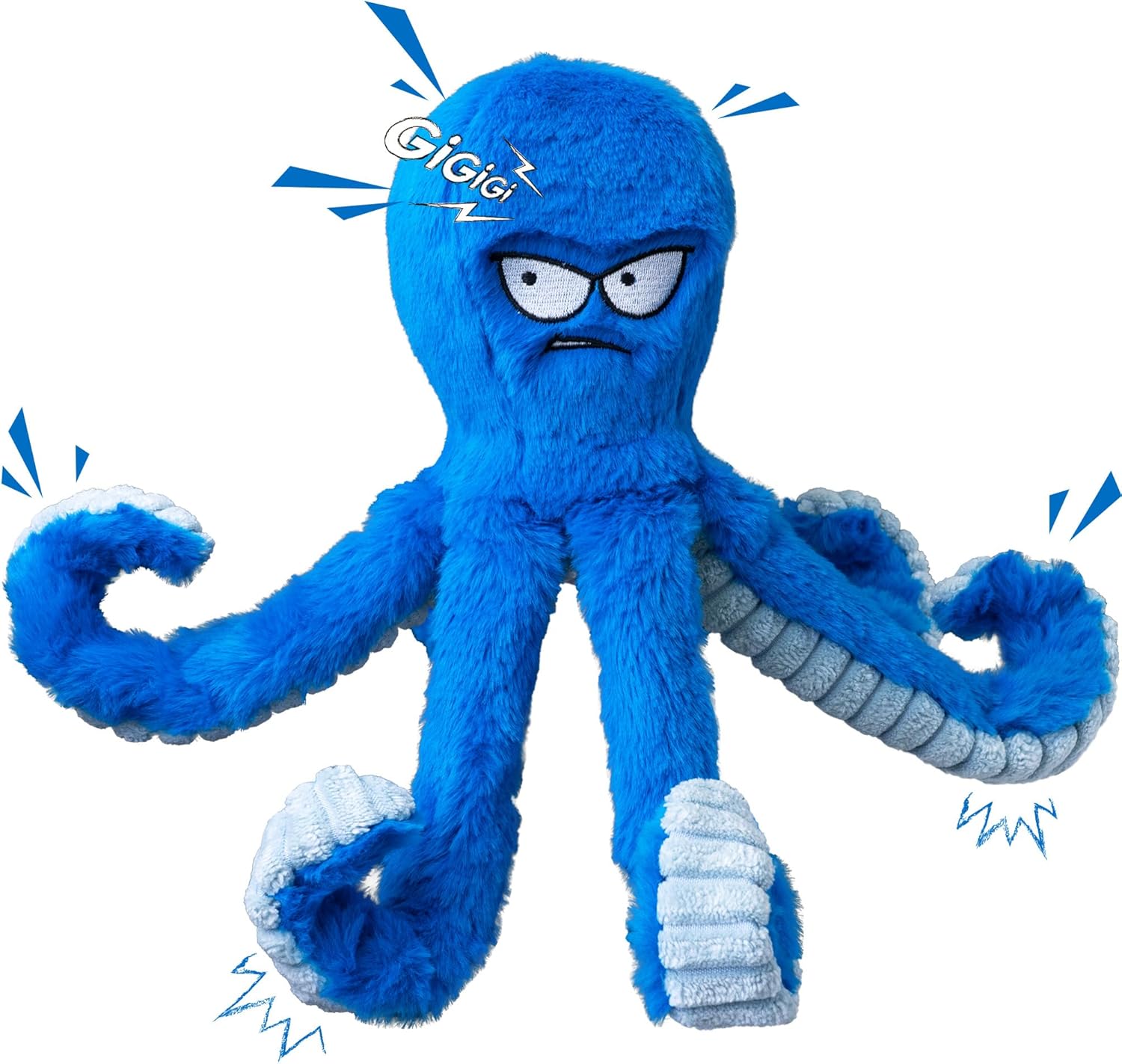 LEGEND SANDY Tough Dog Toys, Stuffed Chew Large Dog Toys to Keep Them Busy, Interactive Squeaky Tug of War Doggie Toy, Crinkle Blue Octopus - Image 9