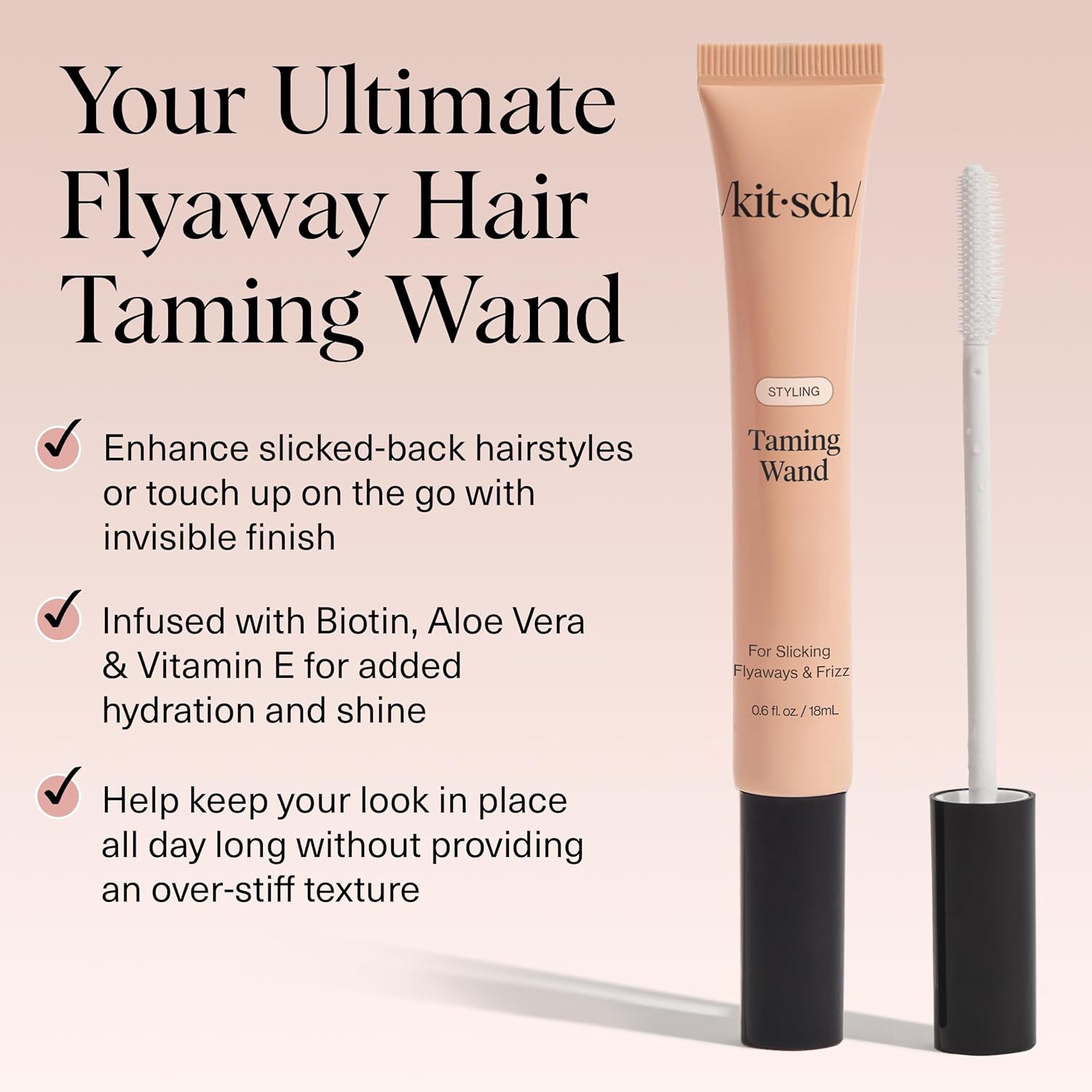 Kitsch Hair Taming Wand - Fly Away Stick For Hair with Biotin, Aloe & Vitamin E | Clear Hair Mascara for Flyaways, Slick Back Style | Travel Size, Ideal Gifts for Women - 18mL - Image 4