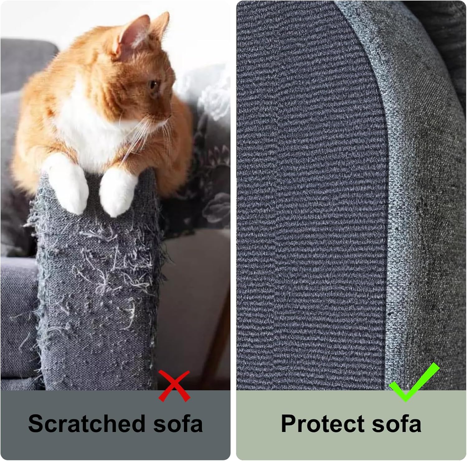 Cat Scratch Couch Furniture Protector, Adhesive Cat Scratch Pad Deterrent for Furniture, DIY Climbing Cat Scratcher Couch Protector from Cat Claws Scratching for Indoor (Light Grey, 78.7x15.8Inch) - Image 3