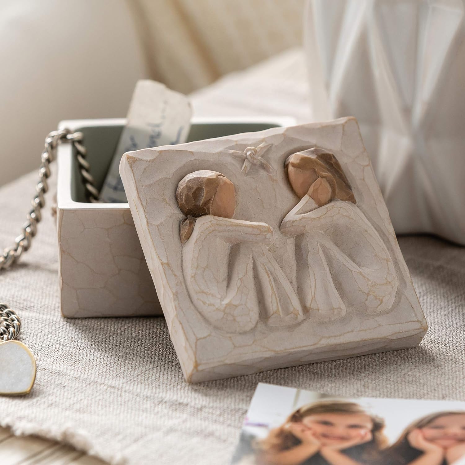 Willow Tree Friendship Keepsake Box, Forever True, Forever Friends, Holds Jewelry and Treasures, Carving of Best Friends or Sisters, Sculpted Hand-Painted Keepsake Box - Image 5