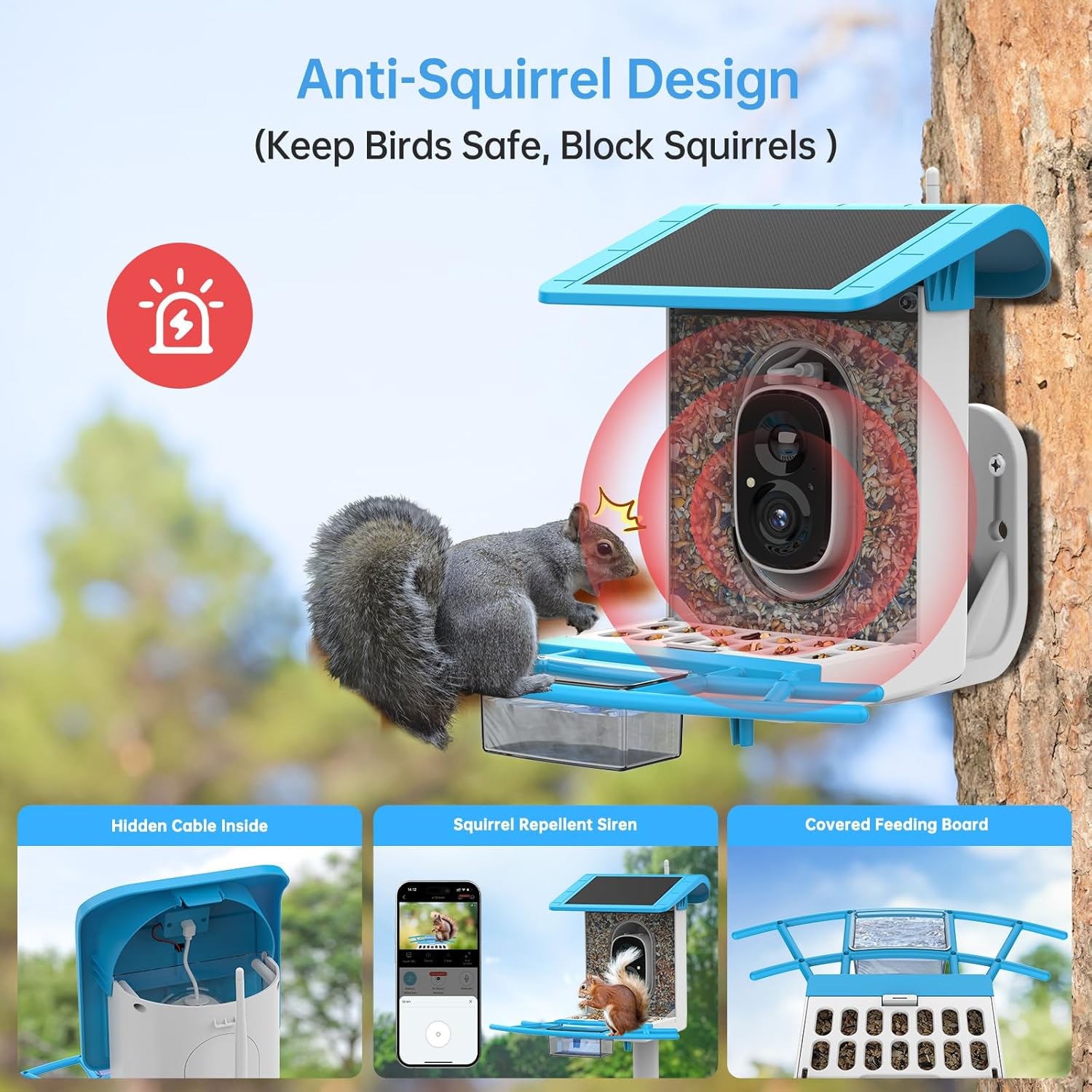 SMONET Bird Feeder with Camera B300: Smart Birdhouse Camera AI Recognition Solar Powered,Outdoor Wireless WiFi Birdfeeder Watching Live Video,Funny Birthday Gifts for Mom Mother Grandma Daughter - Image 3