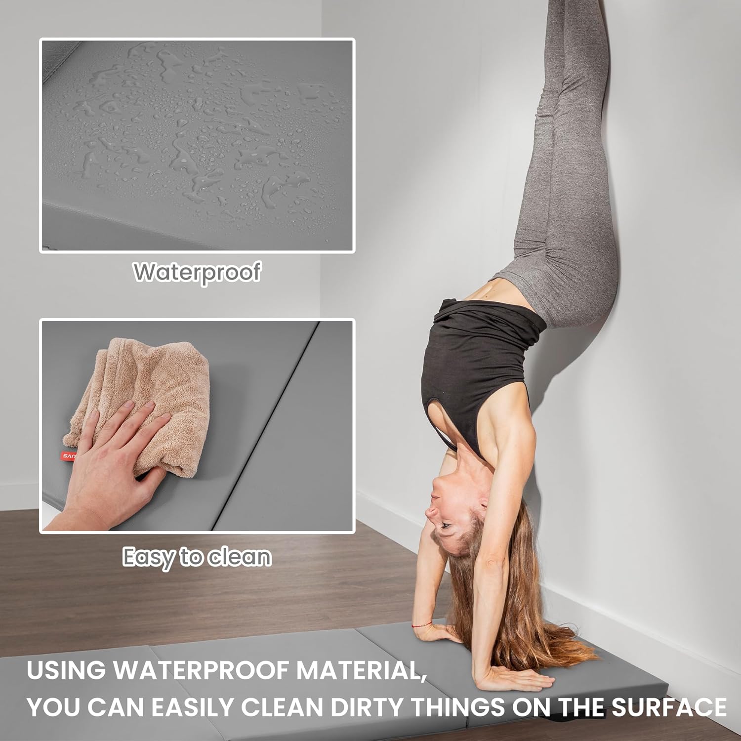 BalanceFrom 6x2 Feet 3-Panel Folding Gymnastics Mat – 2-Inch Thick Pad with Vinyl Surface and Carrying Handles for Tumbling, Yoga, Pilates, Home Workouts, and Martial Arts - Image 6