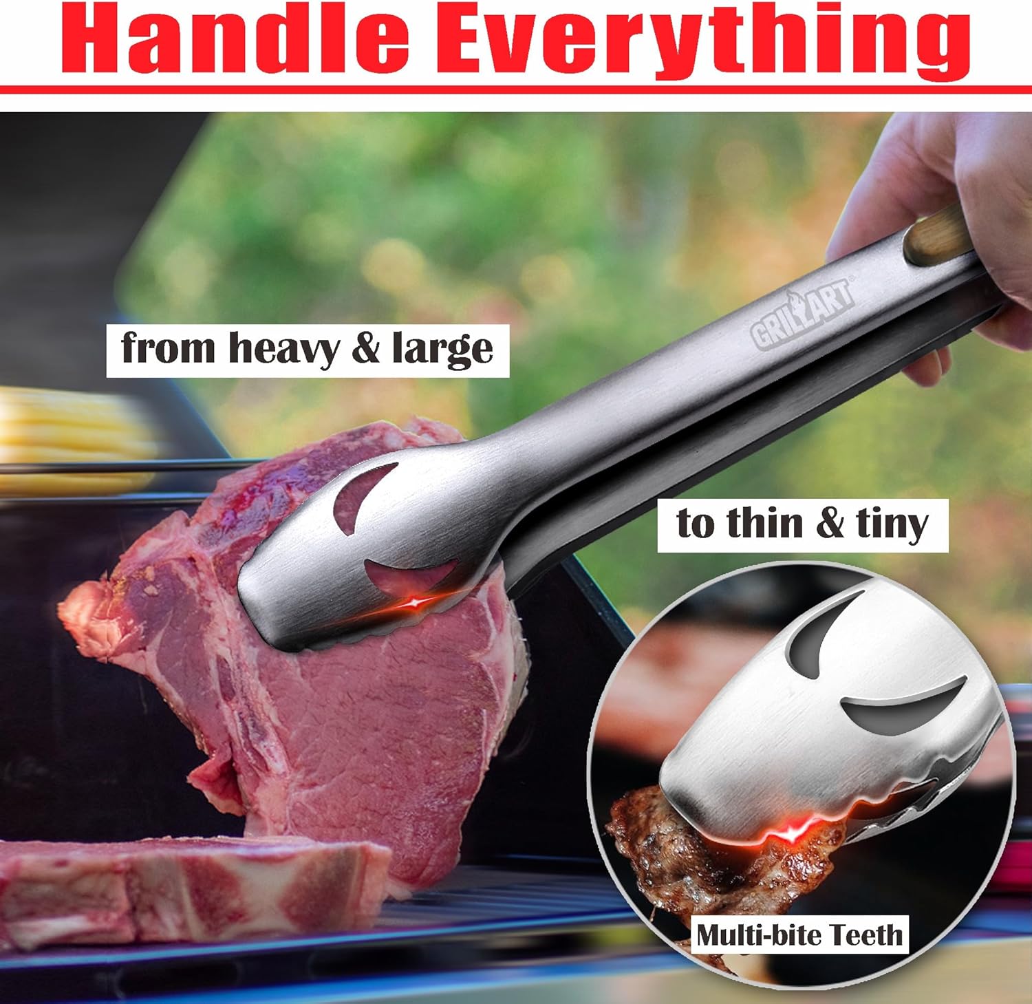 GRILLART BBQ Tools Grill Tools Set -18Inch Grilling Tools BBQ Set - Grill Accessories w/BBQ Tongs, Spatula, Fork, Brush- Stainless Grill Kit Grilling Set - Gift Ideas BBQ Accessories Gifts for Men Dad - Image 4
