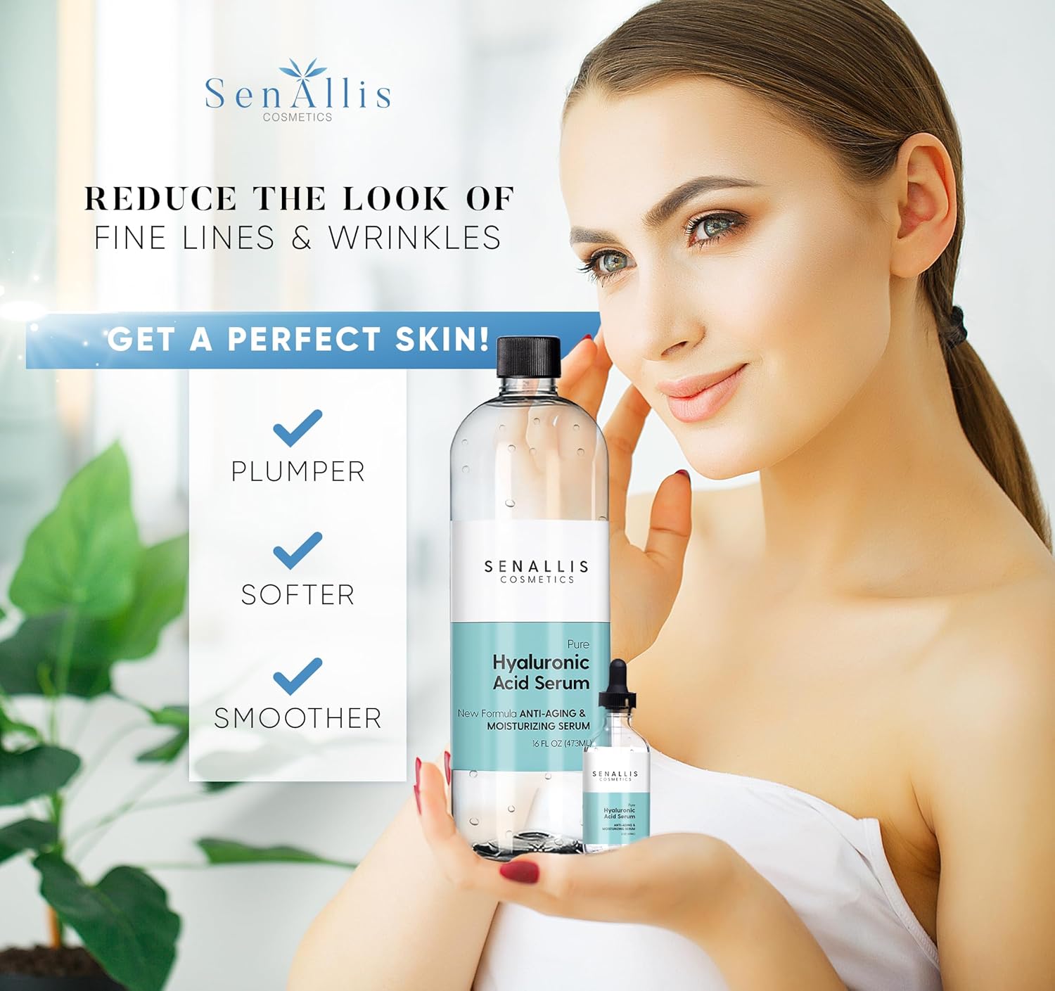 Hyaluronic Acid Serum 16 fl oz And 2 fl oz, Made From Pure Anti Aging/Wrinkle, Ultra Hydrating Moisturizer That Reduces Dry Skin Manufactured In USA - Image 4