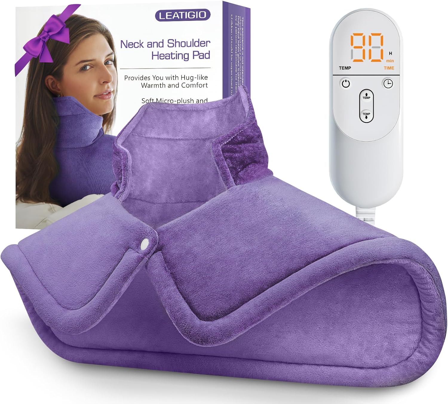 Heating Pad for Neck Shoulders Back, Weighted Heated Neck Wrap & Shoulder Heating Pad for Mom, Versatile Heat Pad for Full-Body Relax, Anniversary | Birthday Gifts for Women Her Wife Grandma, Purple