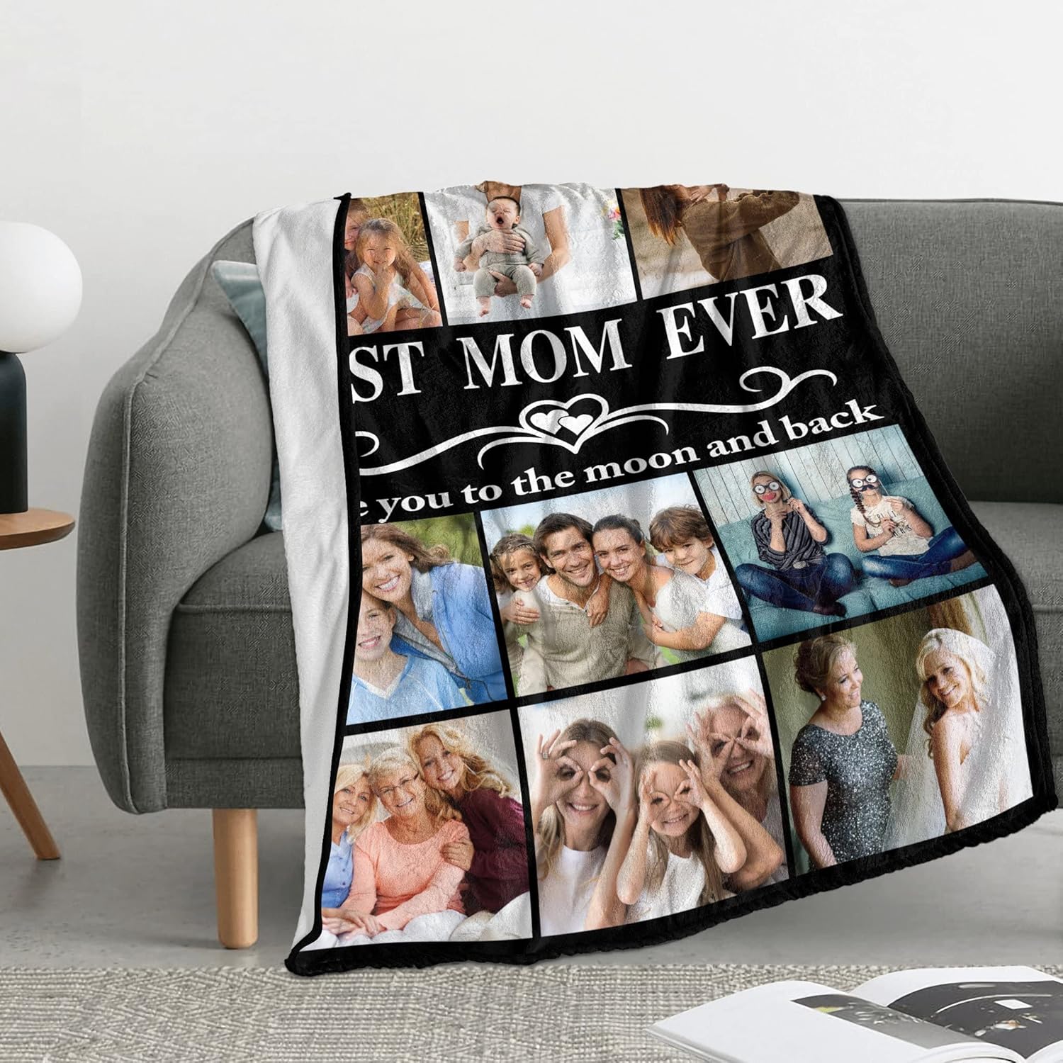 Personalized Mothers Day Blanket Gifts for Mom from Daughter Son Kids, Best Mom Ever Custom Blanket with Pictures Text, Birthday Anniversary for Wife from Husband - Image 4