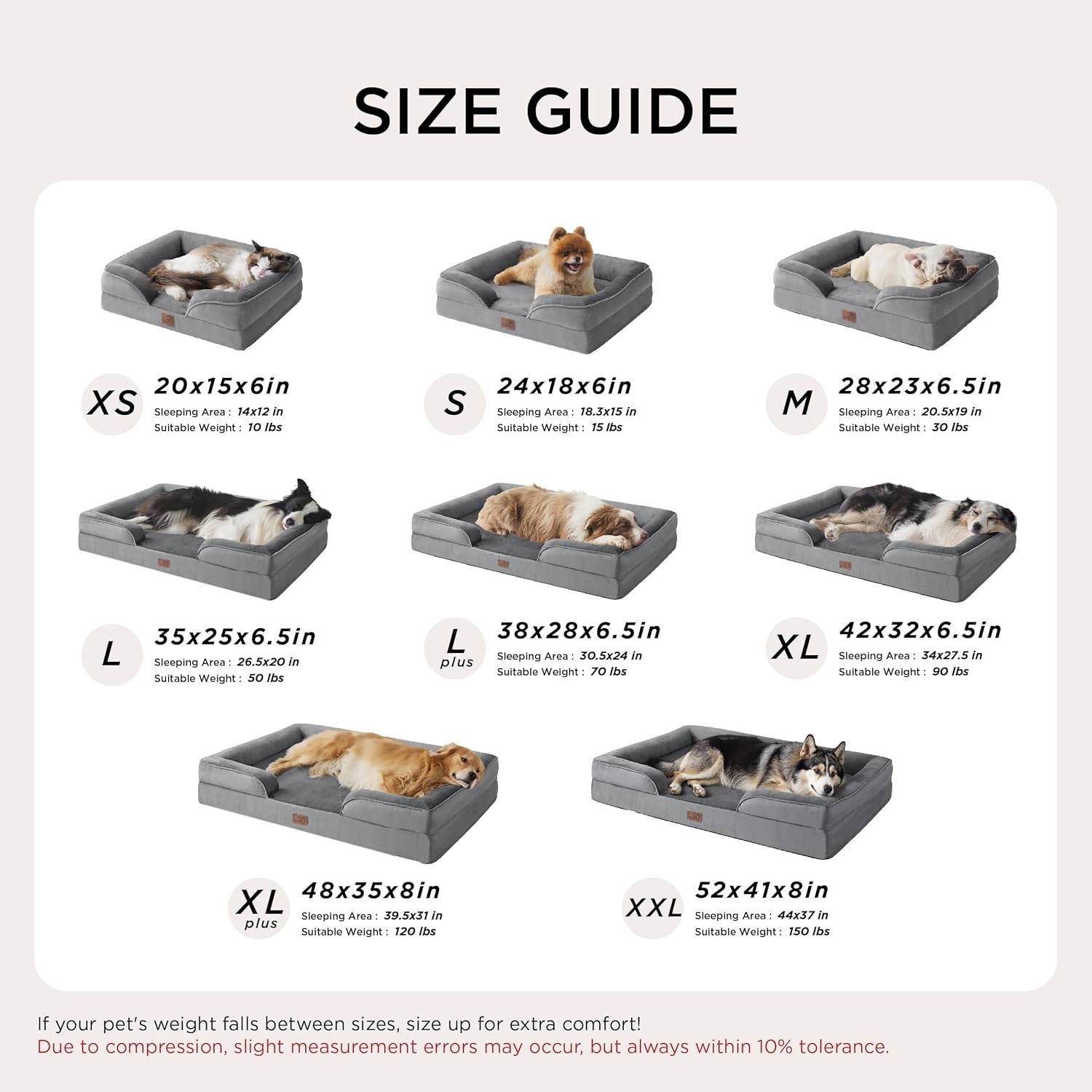 Bedsure Orthopedic Dog Beds Large Sized Dog - Washable Large Dog Cat Bed Waterproof, Comfort Dogs Couch Sofa with Washable Removable Cover, Pet Bed with Nonskid Bottom, Grey, 35" - Image 7