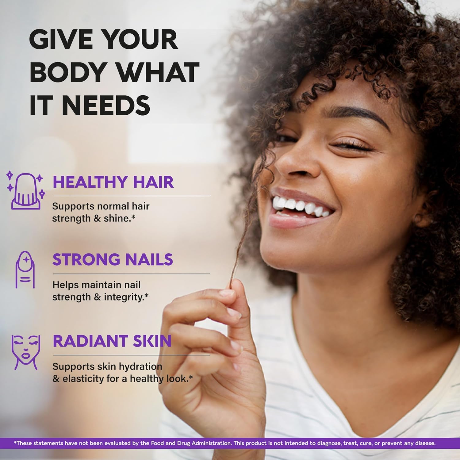 NUTRAHARMONY Biotin | Collagen | Hyaluronic Acid | Keratin - Support Normal Hair Growth Cycle - Skin & Nails - 25000mcg Vitamins B1, B2, B3, B6 & B7 - for Women & Men - Made in USA | 60 Capsules - Image 3