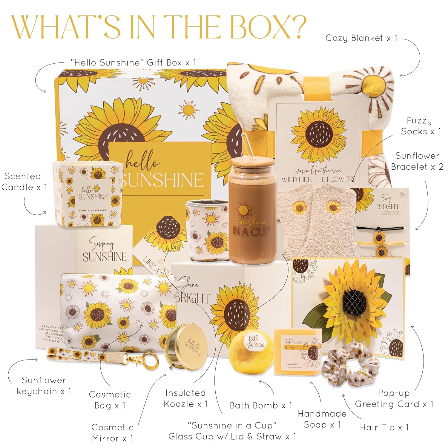 The Love Crate Co Gift Baskets for Women, Unique Birthday Gifts, Best Friend Birthday Gift, Get Well Soon, Sending Sunshine Sunflower Gifts for Women, Thinking of You Care Package - Image 2