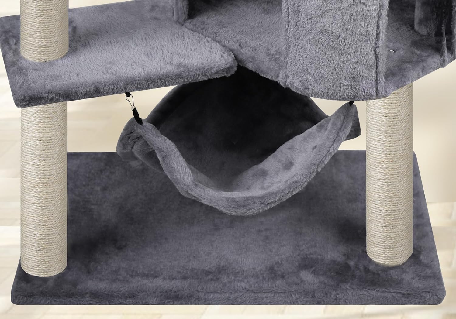 YUNIQUE Cat Tree with Cat Condo and Big Hammock, Grey - Image 6