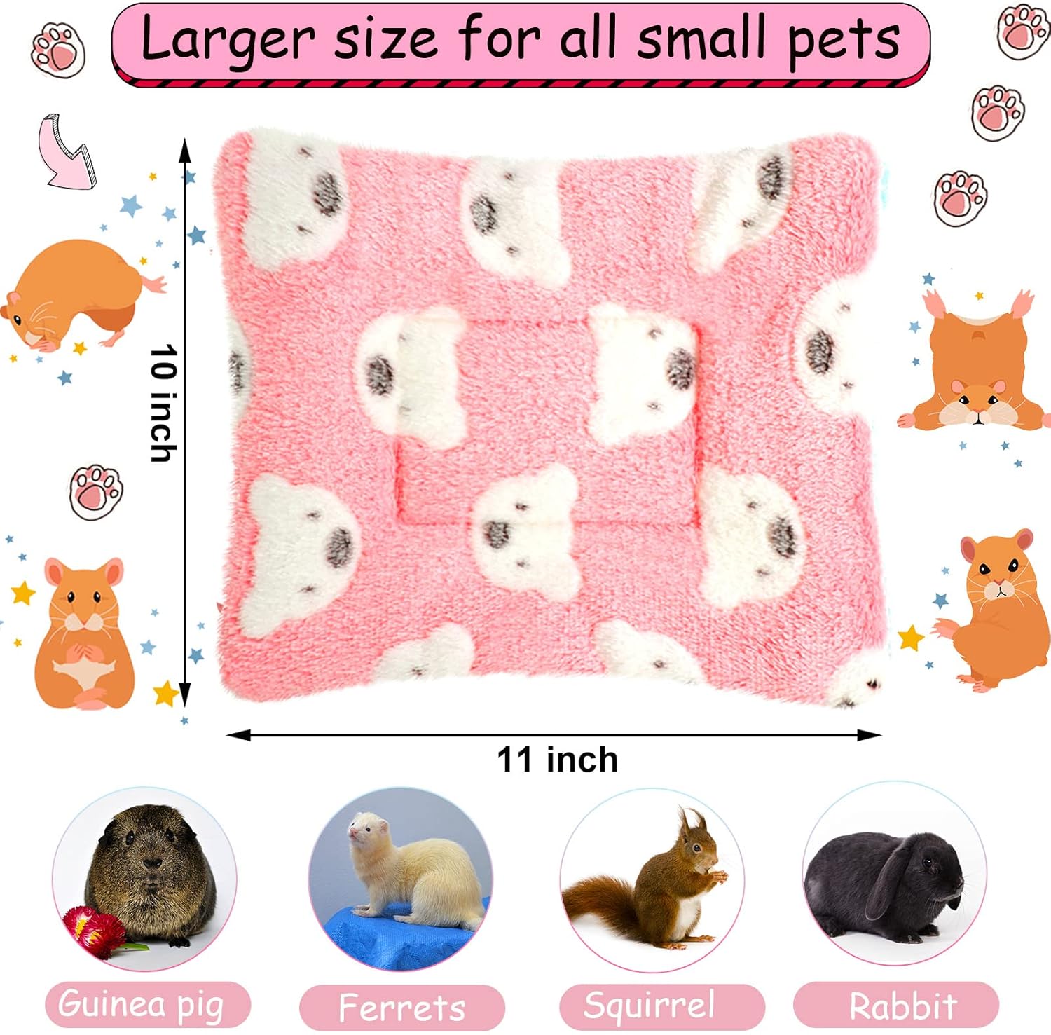 Jetec 3 Pcs Bunny Guinea Pig Beds Soft Bunny Mats Warm Guinea Pig Mat Small Animal Winter Bed Pads Fleece Sleeping Pads for Indoor Rabbit Hamster Squirrel Hedgehog Chinchilla Ferret(Bear) - Image 2