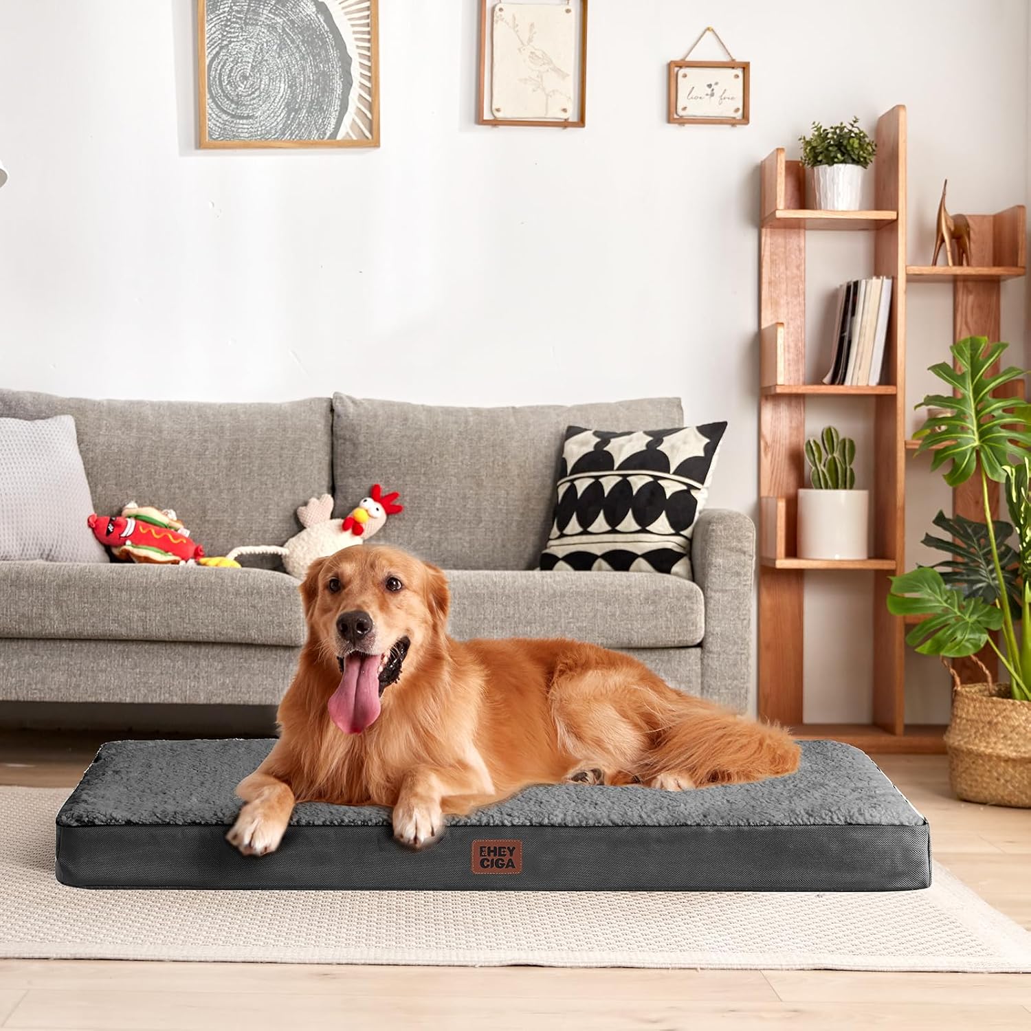 EHEYCIGA Orthopedic XL Dog Beds for Extra Large Dogs with Removable Washable Cover for Crate, Grey, 41x27 - Image 7