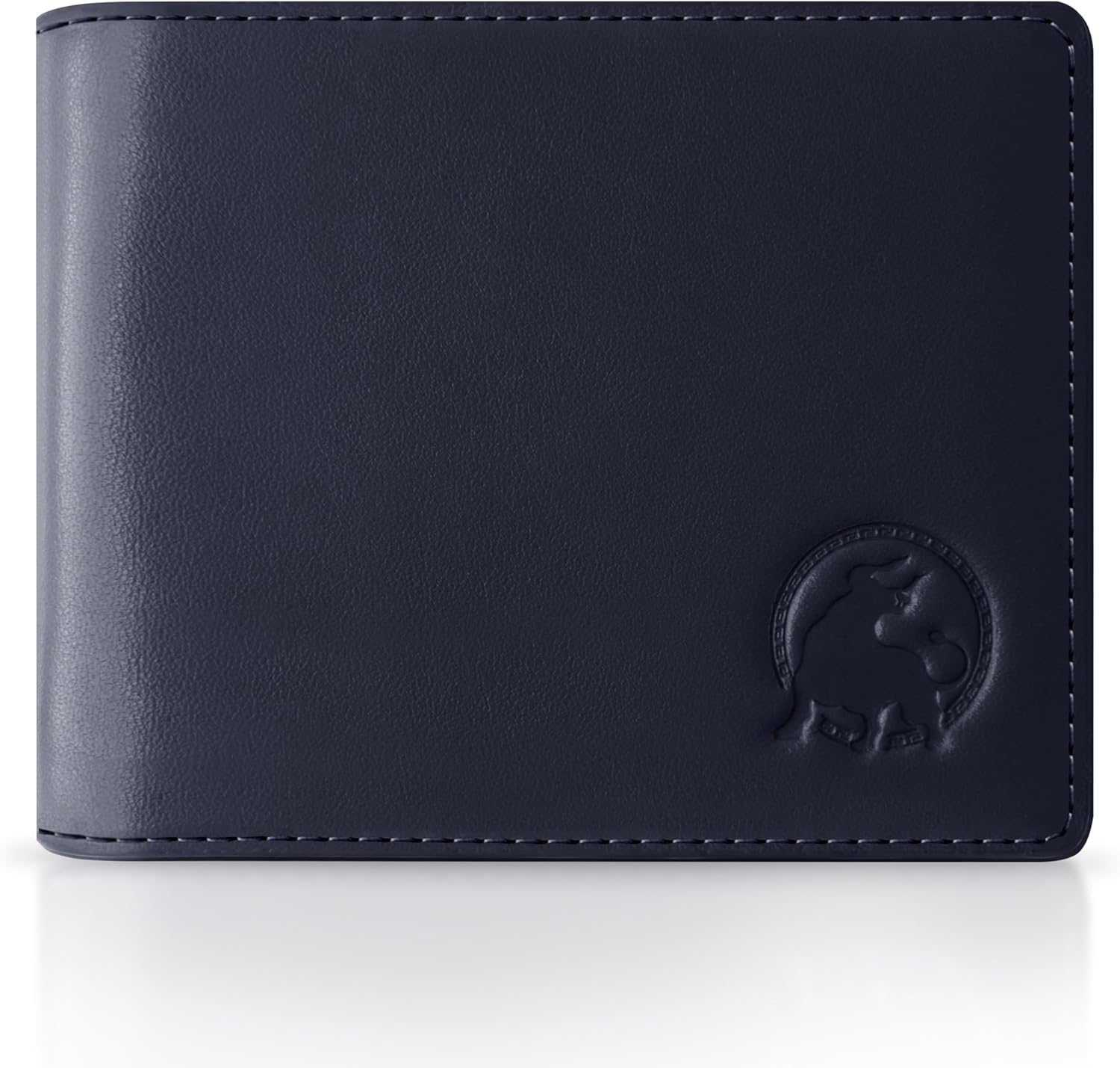 Full-Grain Leather Wallet for Men, Minimalist Slim Mens Bifold RFID Blocking Wallet with Cash Pocket, 8 Card Slots (Sapphire Navy)
