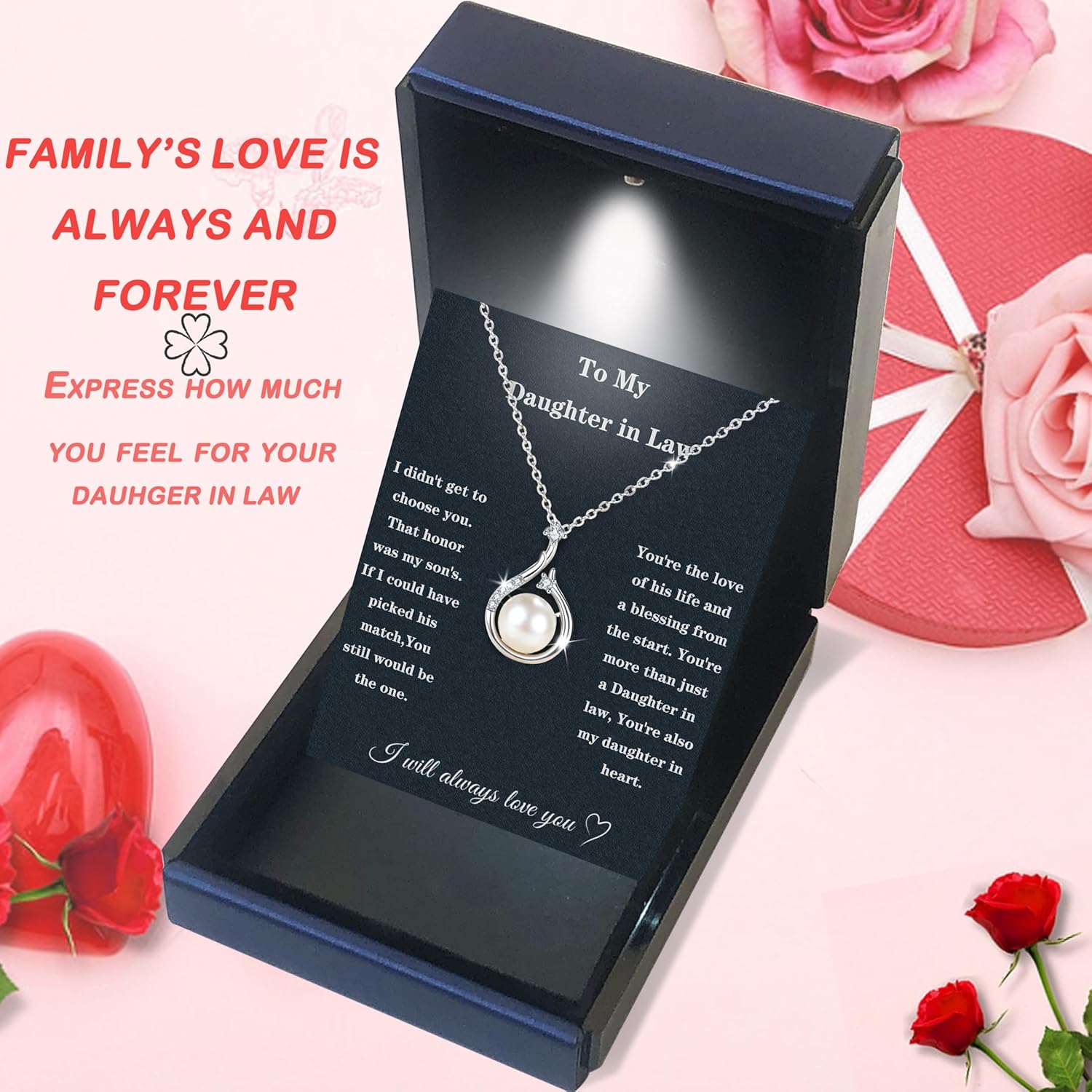 Christmas Gifts For Daughter In Law Necklace 925 Sterling Silver Daughter In Law Gifts From Mother In Law Birthday Gifts With Message Card &Gift Box - Image 2