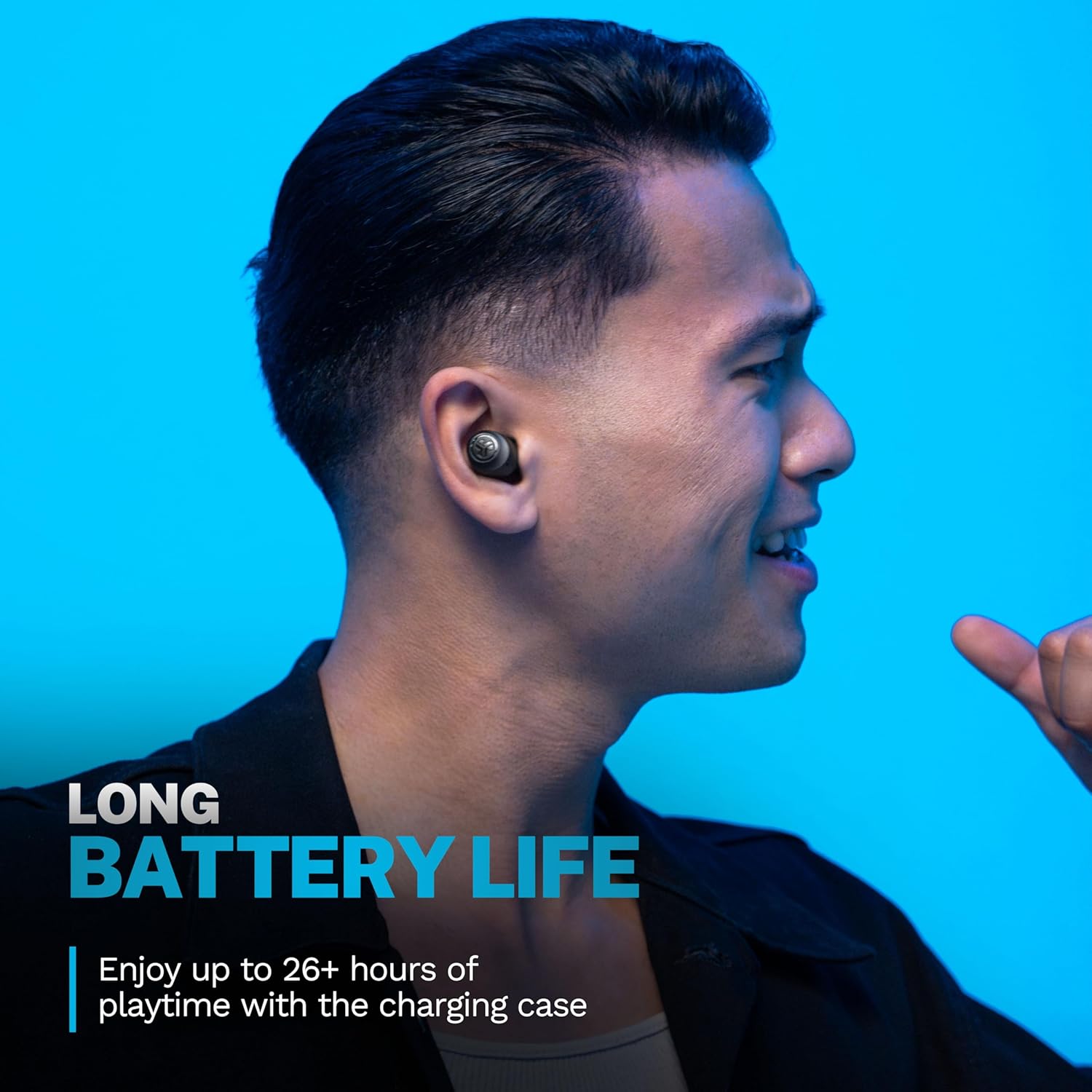 JLab Go Air Pop+ True Wireless Earbuds, in Ear Headphones, Bluetooth Earphones, 35H Playtime Ear Buds, Bluetooth Earbuds with Microphone, USB-C Charging Case, Dual Connect, EQ3 Sound, Black - Image 4