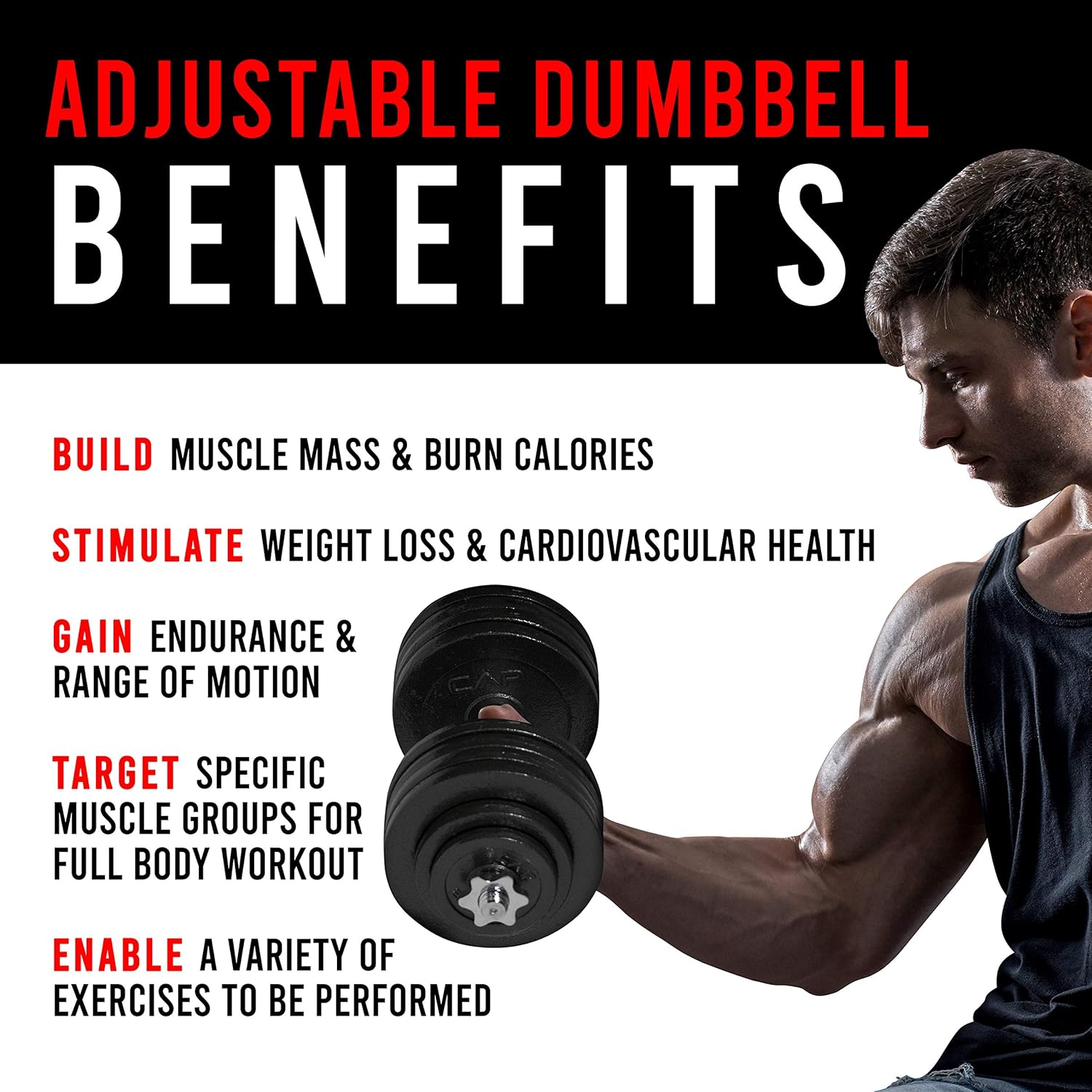 Cap Barbell Adjustable Dumbbell Weight Set | Multiple Options - Image 7