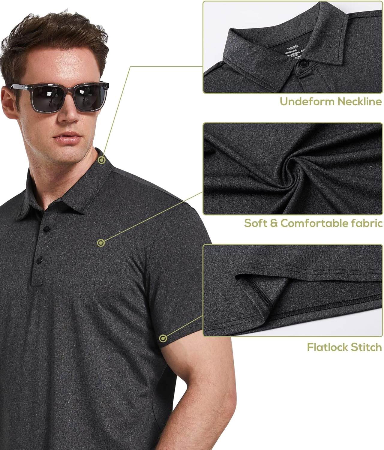 TELALEO 4/5 Pack Mens Polo Shirts Quick Dry Short Sleeve Golf T Shirt Performance Moisture Wicking Casual Workout - Image 4