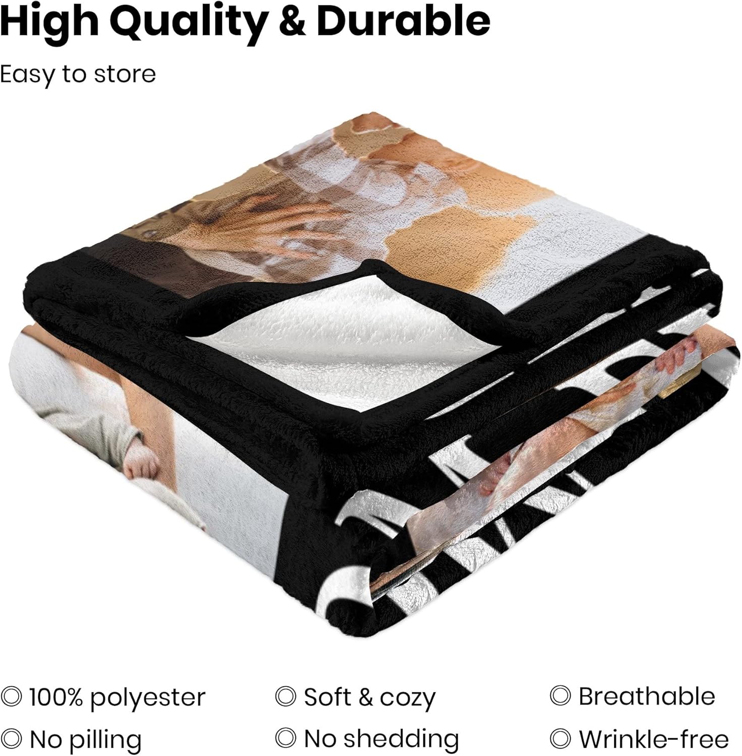Personalized Mothers Day Blanket Gifts for Mom from Daughter Son Kids, Best Mom Ever Custom Blanket with Pictures Text, Birthday Anniversary for Wife from Husband - Image 6