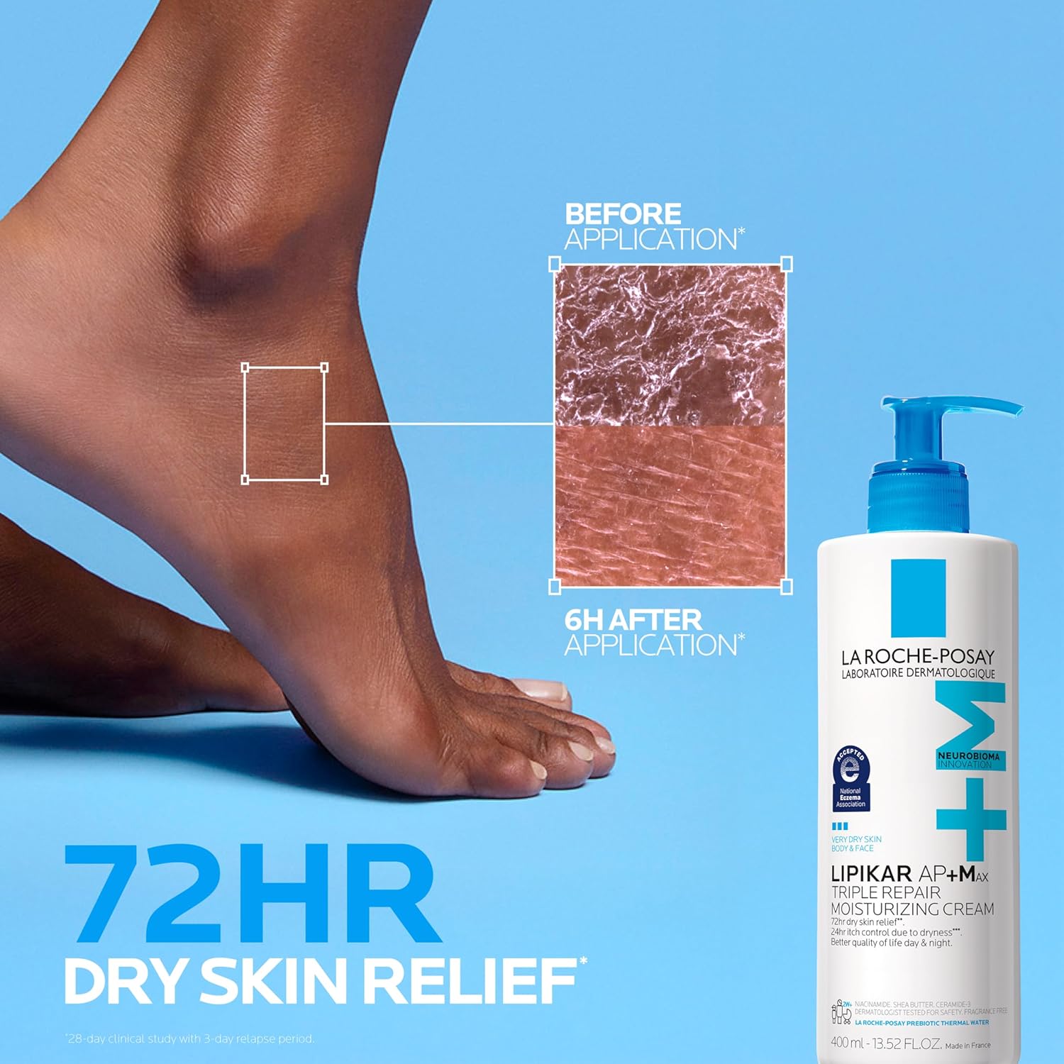 La Roche-Posay Lipikar AP+MAX Triple Repair Moisturizing Body Cream | Face & Body Lotion for Dry Skin with Shea Butter & Niacinamide | Gentle Moisturizer for Very Dry, Rough & Sensitive Skin - Image 5