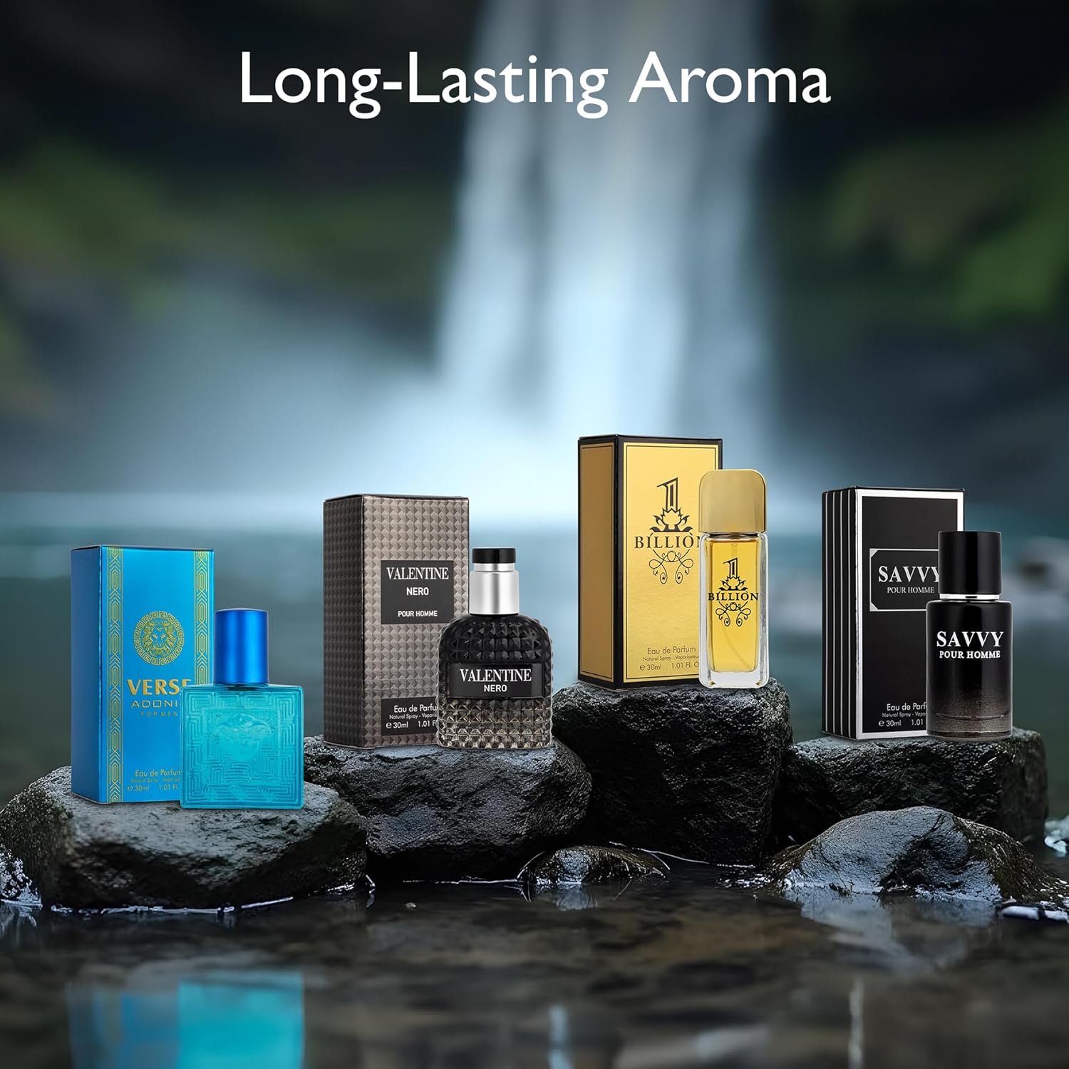 Signature Scent 4-Piece Mini Fragrance Set for Men Includes Savvy/1 Billion/Verse/Valentine Collection of Woody, Spicy, Citrus & Aromatic Fragrance Non-Irritating Ingredient Each One in 30ml Bottle - Image 3