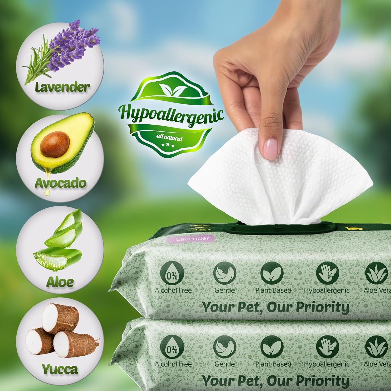 Pet Wipes for Dogs and Cats – Hypoallergenic Dog Wipes for Cleaning & Deodorizing Paws and Butt, Grooming & Hydrating Body, Ears and Face, Lavender Scent, 400 Pack - Image 8