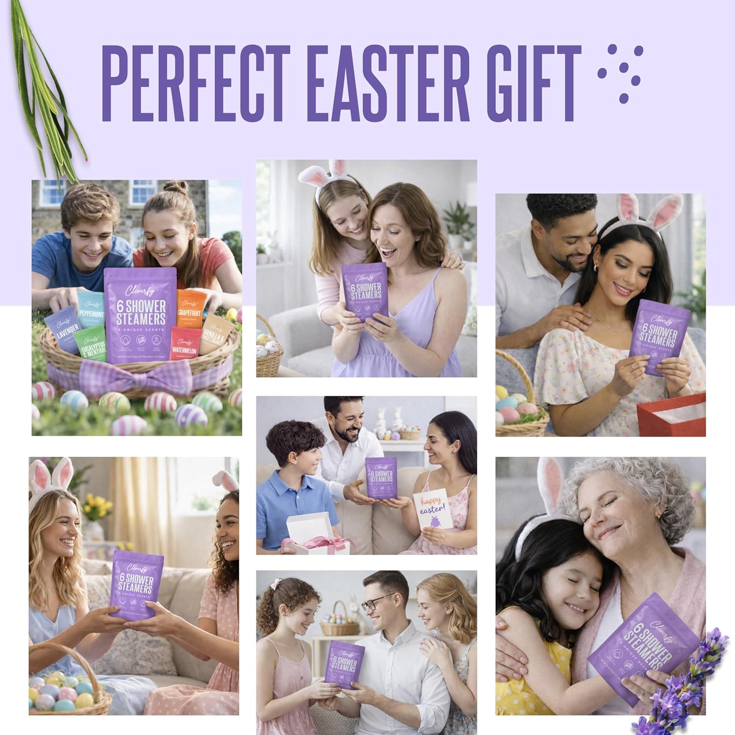 Cleverfy Shower Steamers Aromatherapy - Easter Basket Stuffers for Teens and Adults - Easter Gifts for Women and Men, Girls and Boys - 6 Tablets - Image 2