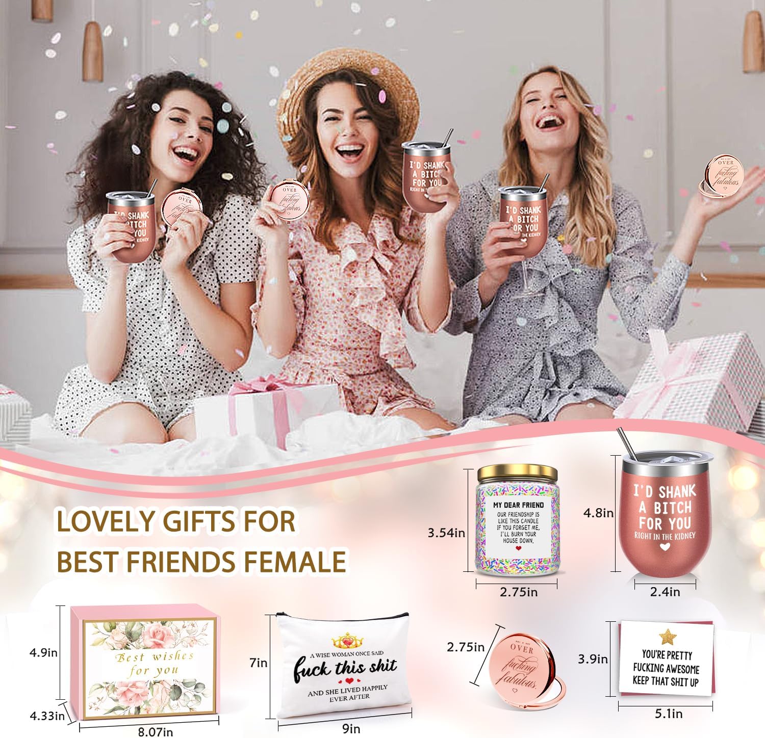 Birthday Gifts for Women Best Friends,Friendship Gifts for Women Her BFF Female Friends Bestie Sister Gift Basket from Sister Lavender Scented Candles 12oz Tumbler - Image 2
