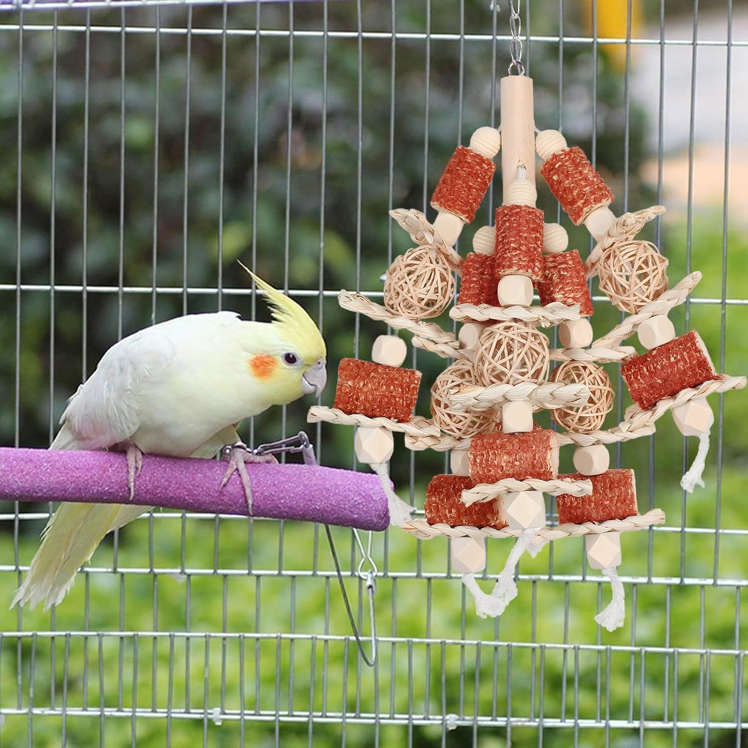 Bird Toys, Natural Corn Stick Parrot Toys Hanging in Bird Cages,for Small and Medium-Sized Macaws,African Grey,Cockatoos,Cockatiel,Sun Conure,Amazon Parrots - Image 2